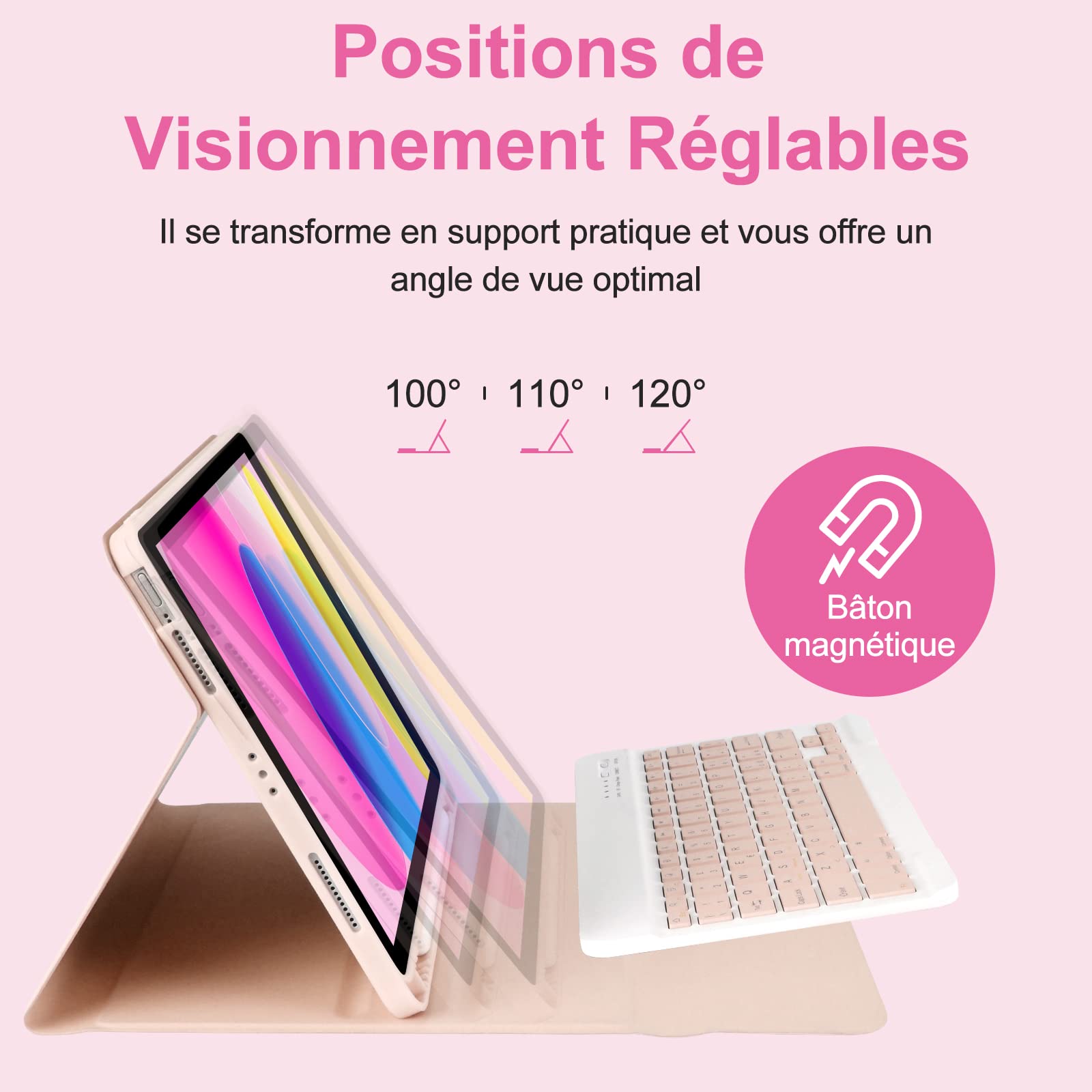 Magnetic Keyboard Case for iPad 10th/11th Gen (10.9 inch 2022/11 inch A16 2025) - French AZERTY Layout with Pencil Holder | Slim Protective Cover for iPad 10/11 | Perfect for Work, Study & Travel