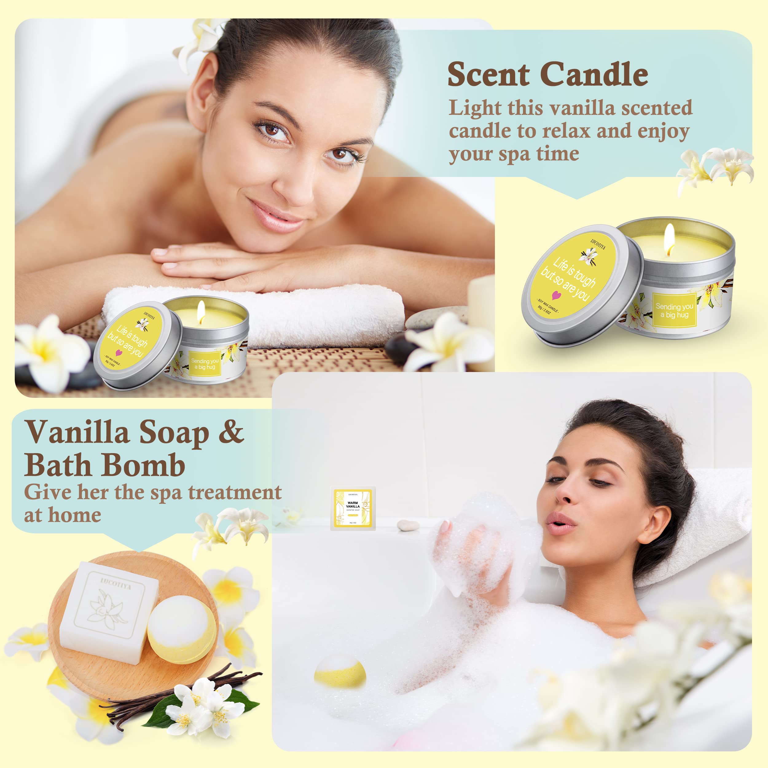 Relaxing Spa Gift Basket for Women - Vanilla Bath & Body Set, Self Care Birthday Gifts for Her, Bestie, Mom, Wife - Perfect for Christmas, Mother's Day & Stress Relief