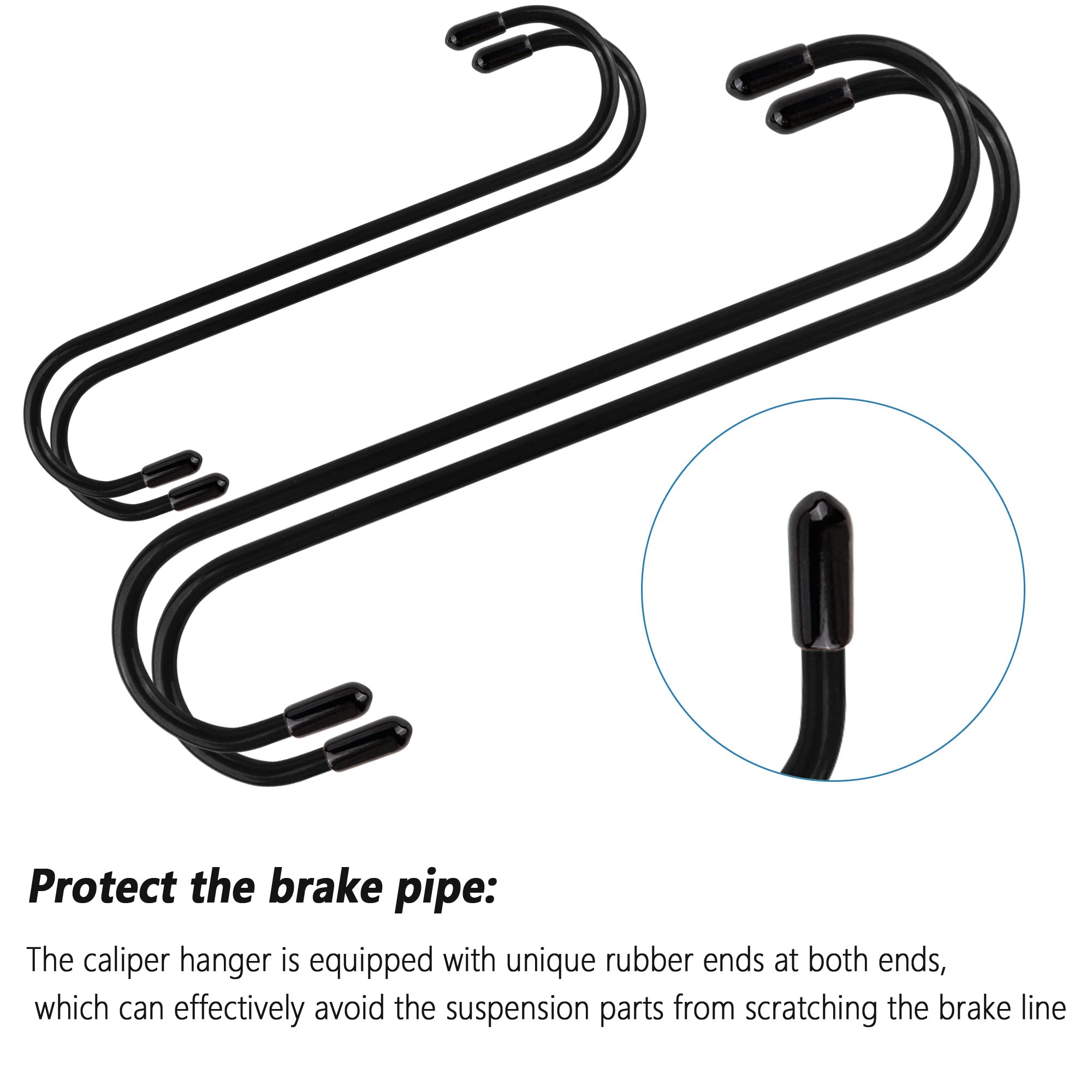 OFBAND Car Brake Caliper Hangers - 4 Pack Black Brake Repair Hooks with Rubber Tips for Axle, Brake Pads & Hose Protection | Essential Automotive Tool Kit for Cars, SUVs & Trucks | Perfect for DIY Brake Maintenance & Professional Garage Repairs