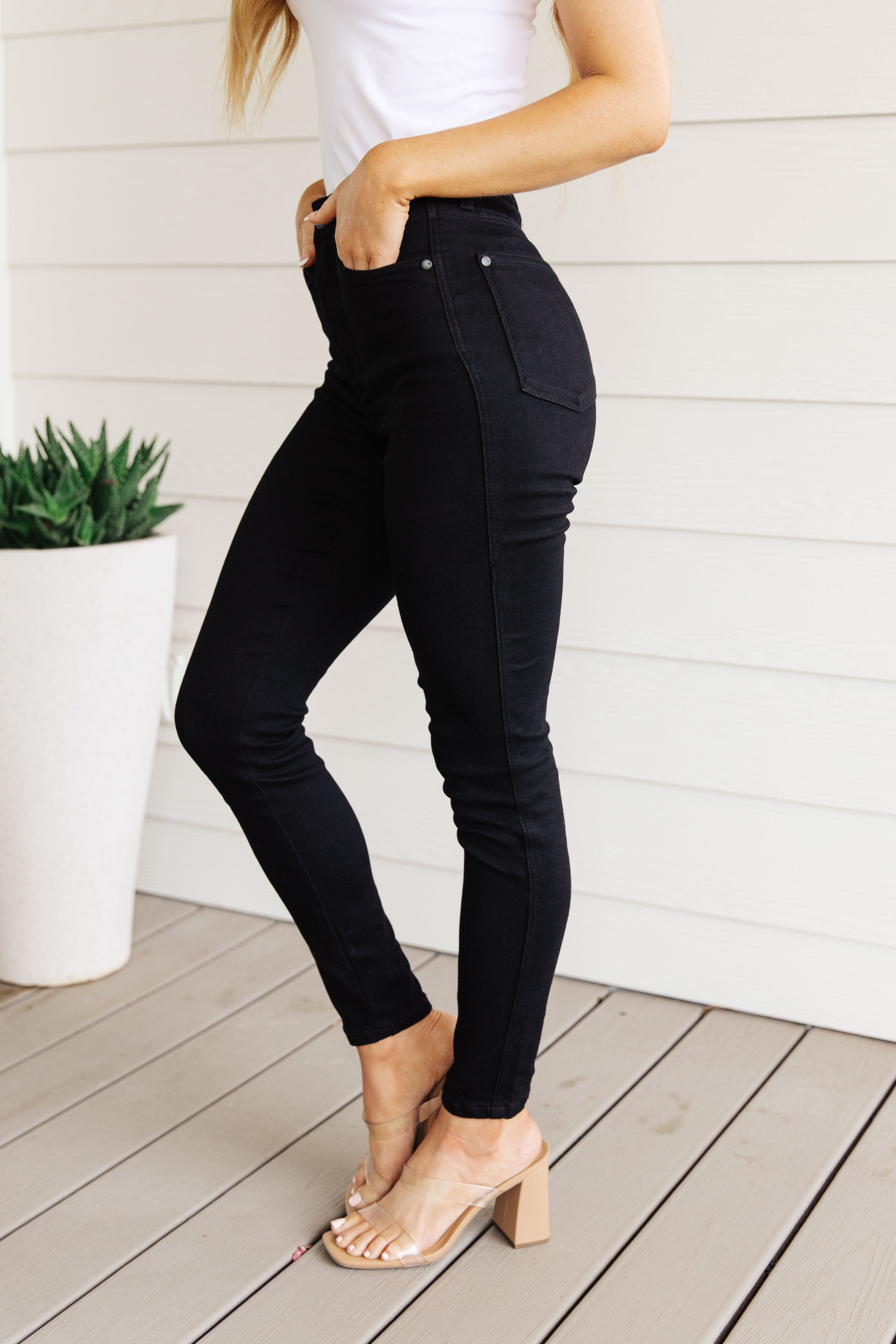 Audrey High Rise Control Top Classic Skinny Jeans for Women - Slimming Black Denim Pants | Perfect for Work, Date Night & Everyday Wear