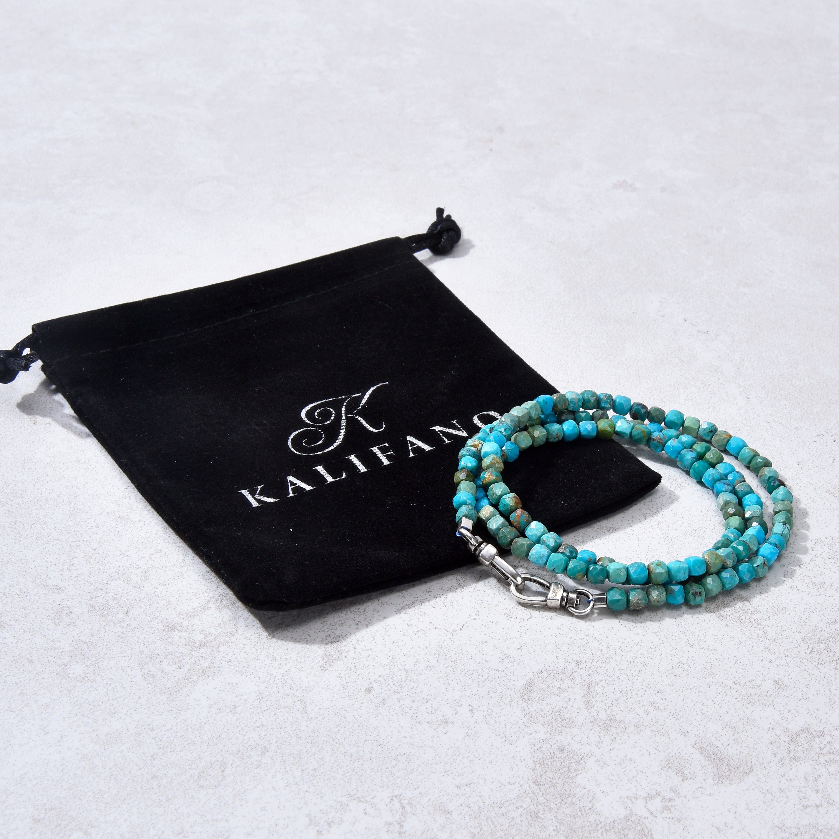 4mm Turquoise Faceted Cube Beads - 21 Inch Adjustable Necklace & Multi-Wrap Bracelet Set for Boho Jewelry Making and DIY Fashion Accessories