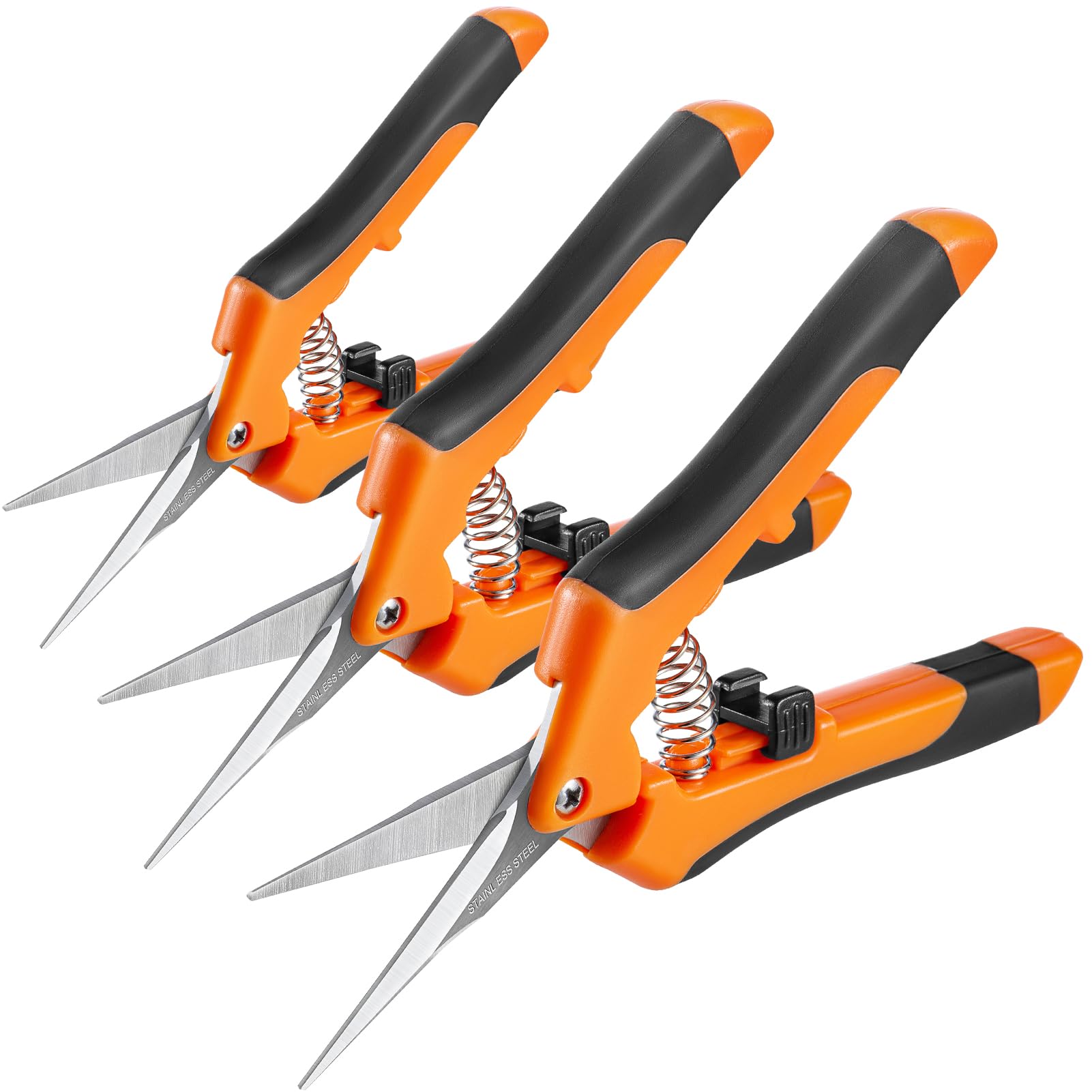 GROWNEER 3 Pack 6.5 Inch Professional Pruning Shears - Sharp Stainless Steel Blades Garden Scissors for Trimming Plants, Flowers, and Small Branches | Ideal for Gardening, Landscaping, and Indoor Plant Care