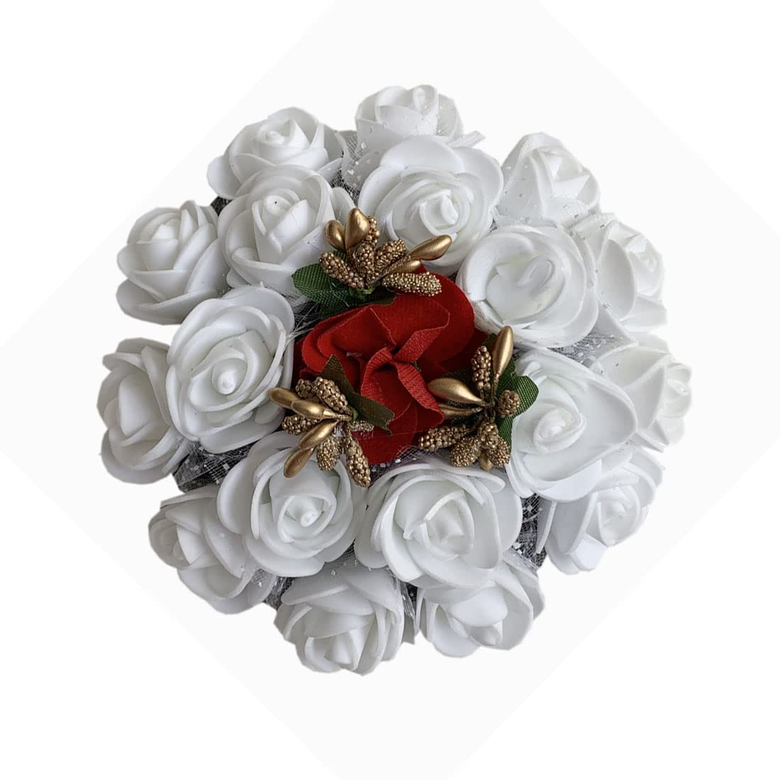 Arooman™ White Flower Juda/Bun Hair Gajra for Girls - Hair Accessories for Styling (Pack of 1) - Perfect for Weddings, Parties & Festive Occasions