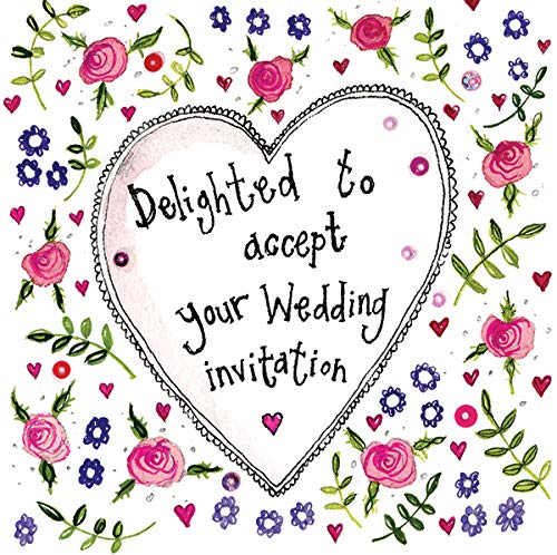 Alex Clark Floral Wedding Invitation Card - Elegant Heart Design with Botanical Elements - UK Printed Greeting & Acceptance Card - Perfect for Weddings, Anniversaries & Special Occasions