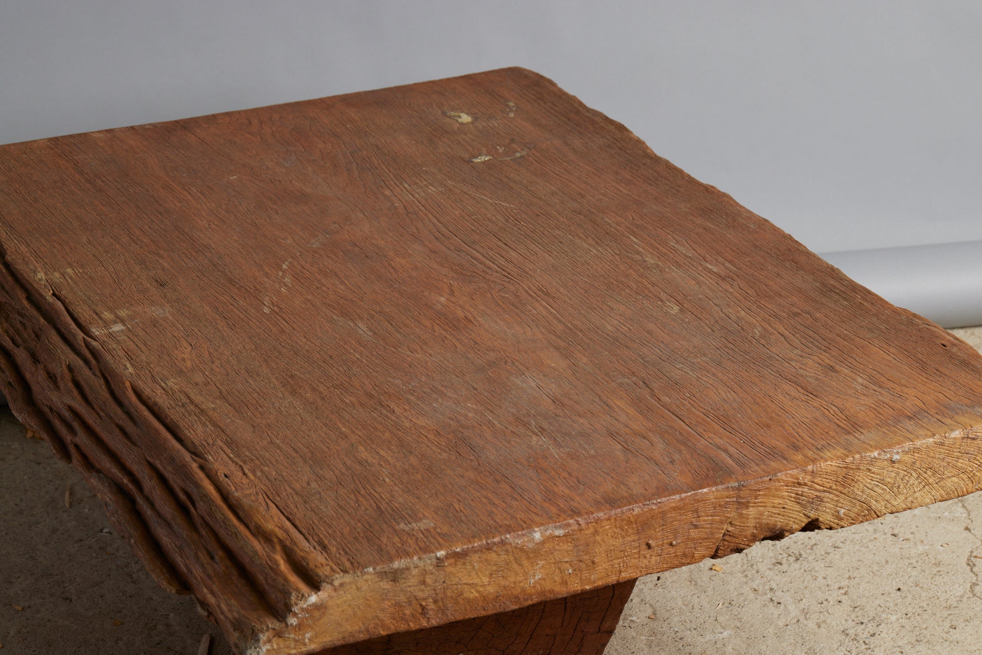 Solid Teak Wood Pedestal Coffee Table with Thick Top - Natural Finish for Living Room, Lounge & Office Decor