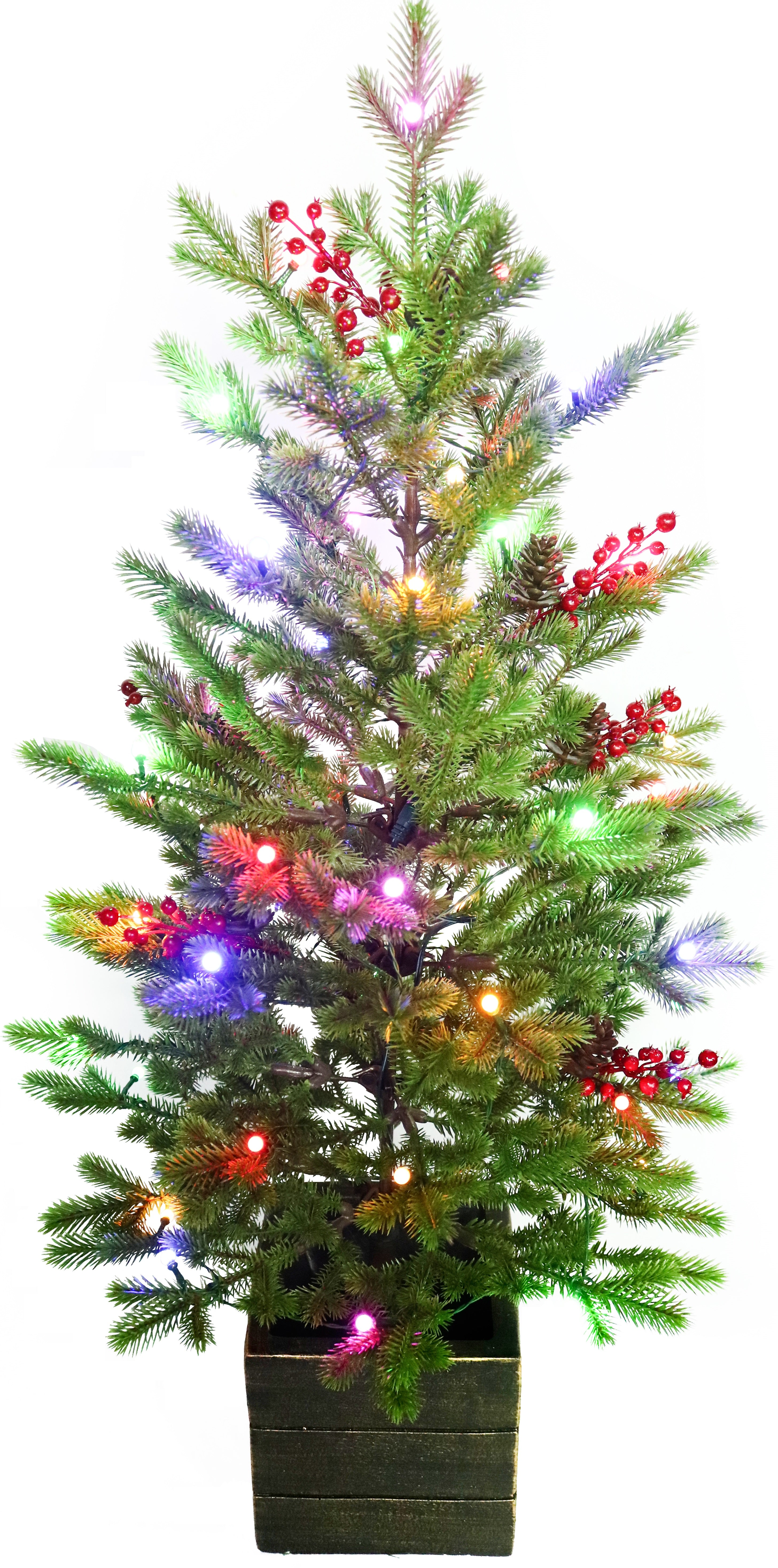 3.5' Frasier Fir Potted Artificial Christmas Tree with Color-Changing LED Starry Lights - Perfect for Home Decor, Office, and Holiday Party Decorations