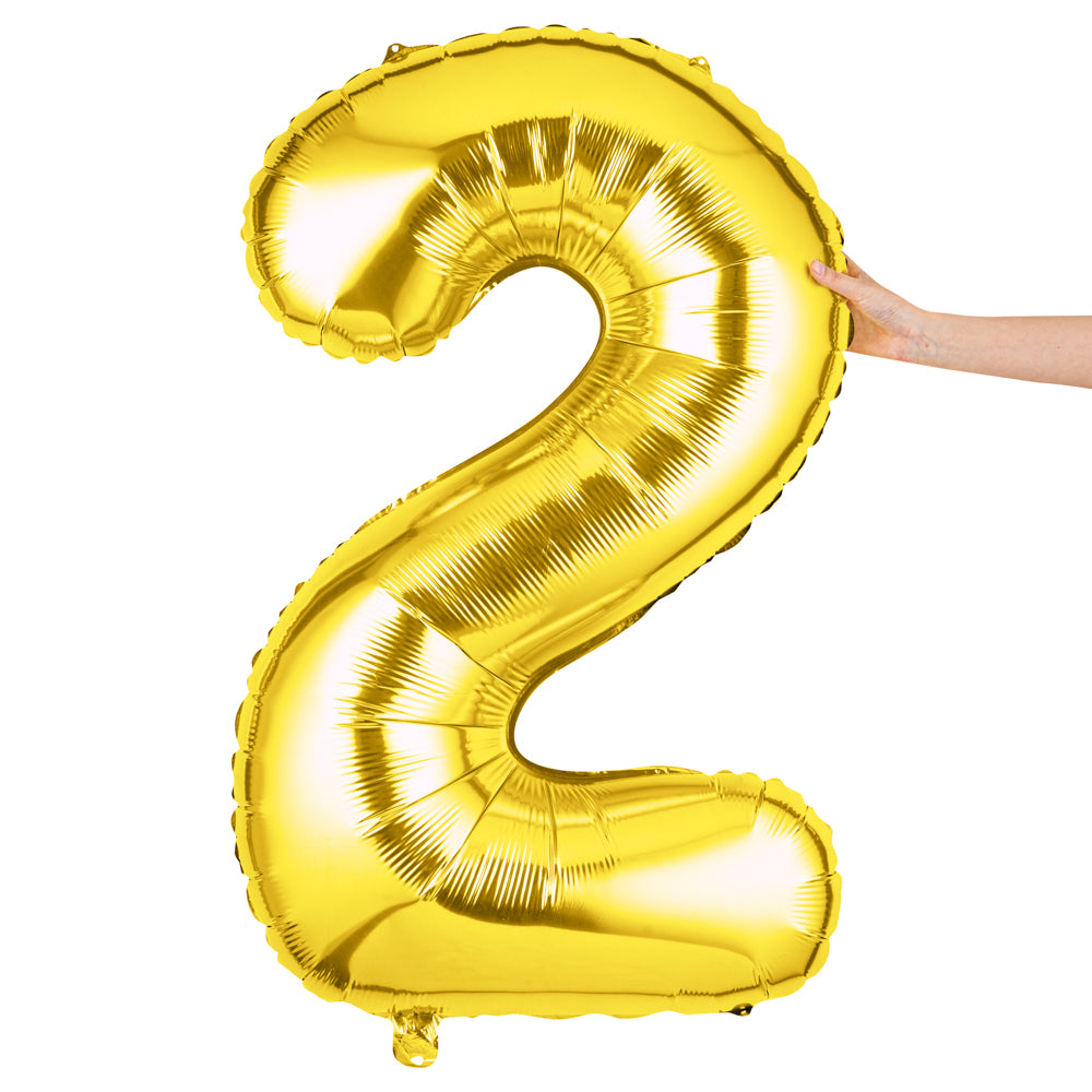 Balloonify Gold Mylar Number 2 Balloon - 40 Inch Large Foil Balloon for Birthday Party Decorations (1 Count Box) - Perfect for Baby Showers, Graduations & Anniversary Celebrations