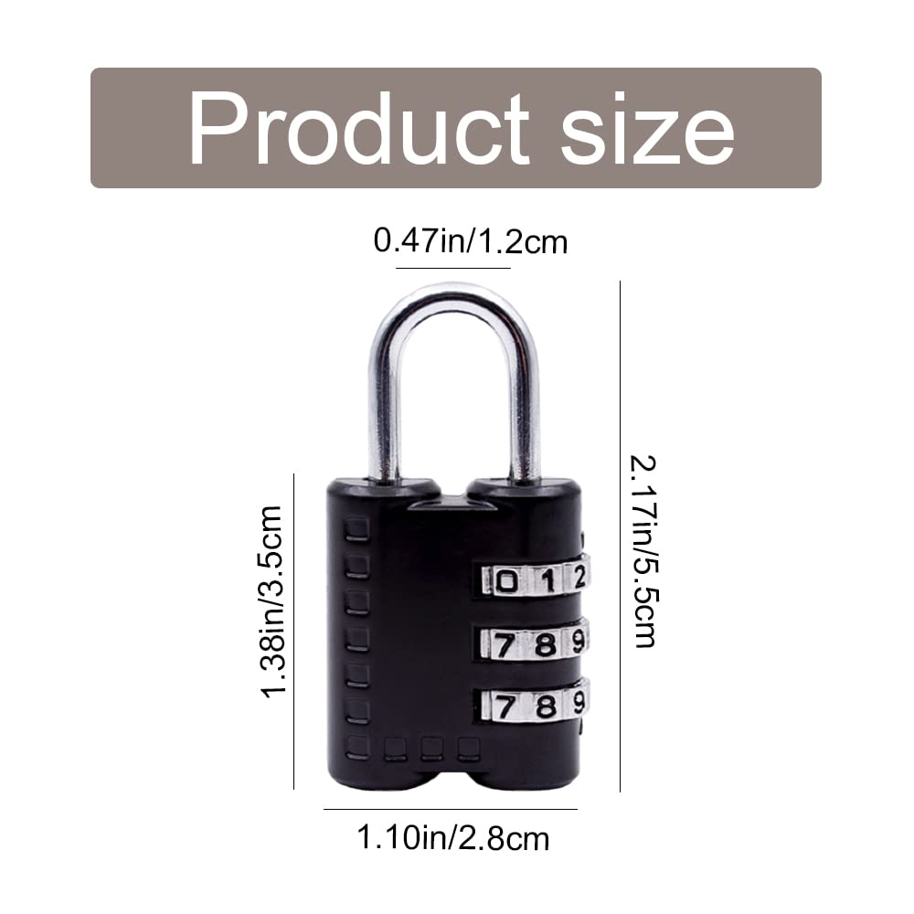 3-Digit Combination Luggage Lock - Heavy Duty TSA Approved Travel Padlock for Suitcases, Bags & Cabinets | Secure Your Belongings During Air Travel & Hotel Stays