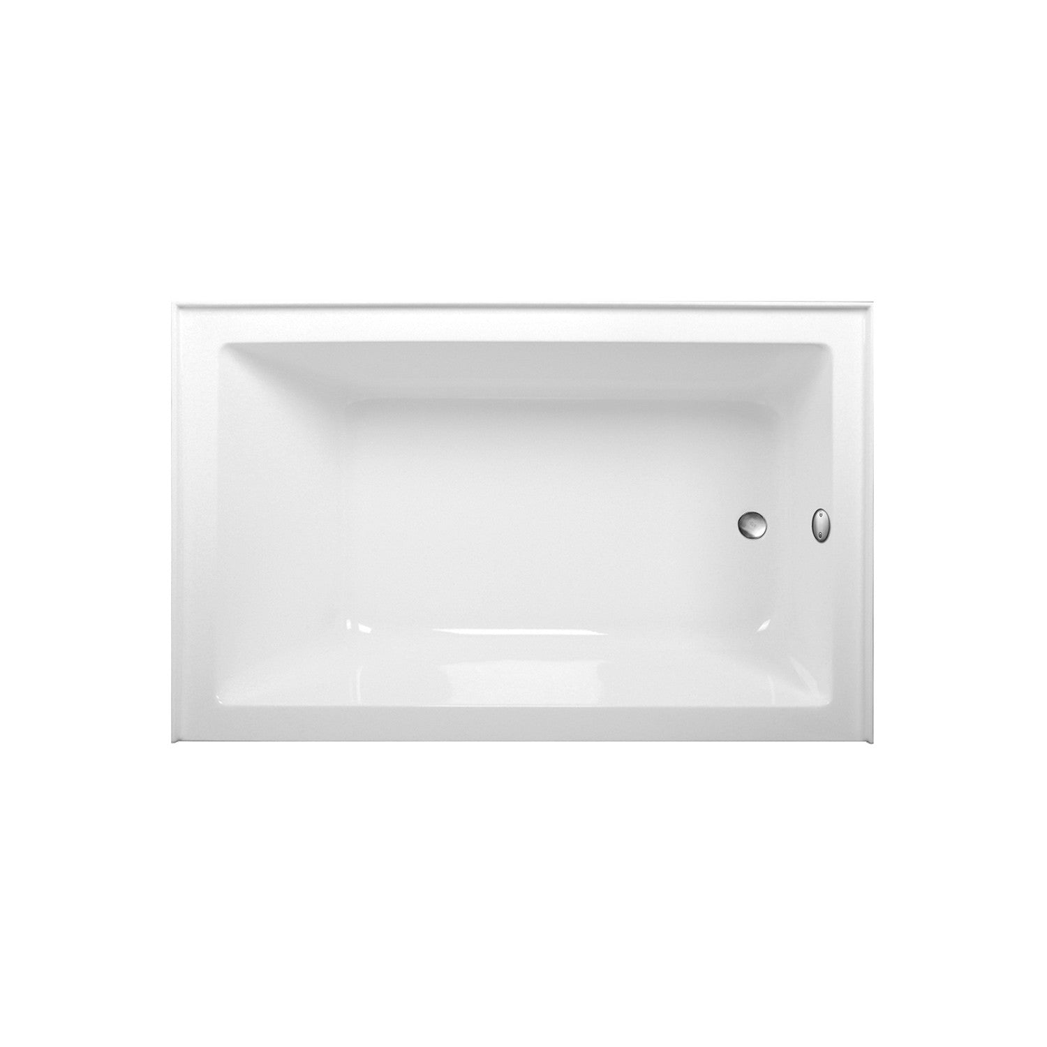 Aqua Eden 60 Inch Acrylic Rectangular 3 Wall Alcove Bathtub - Right Hand Drain, Glossy White with Brushed Nickel Finish | Perfect for Modern Bathroom Renovations and Spa-Like Retreats