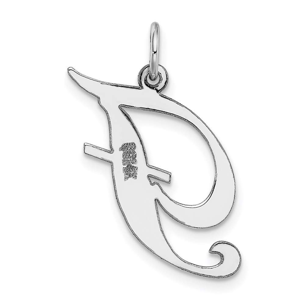14K White Gold Large Fancy Script Letter F Initial Charm Pendant - Elegant Personalized Jewelry Gift for Women, Perfect for Necklaces, Bracelets & Special Occasions