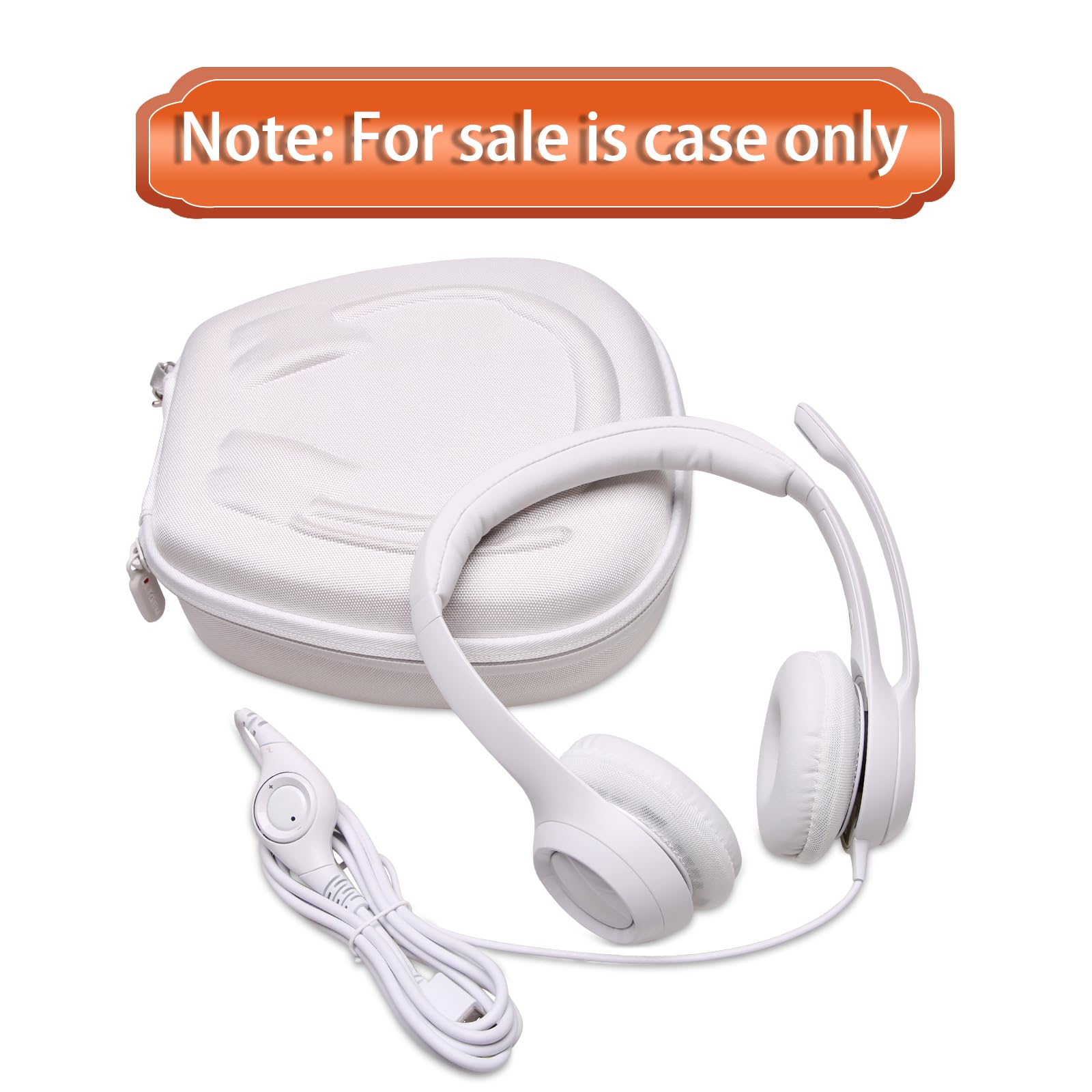 LTGEM Hard Protective Headphone Case for Logitech H390/H430/H570e/Zone 300/Zone 301, JLab Go Work, JIAMQISHI & EAGLEND Headsets - Shockproof Travel Storage (White & Grey) - Perfect for Office, Travel & Gaming Accessories