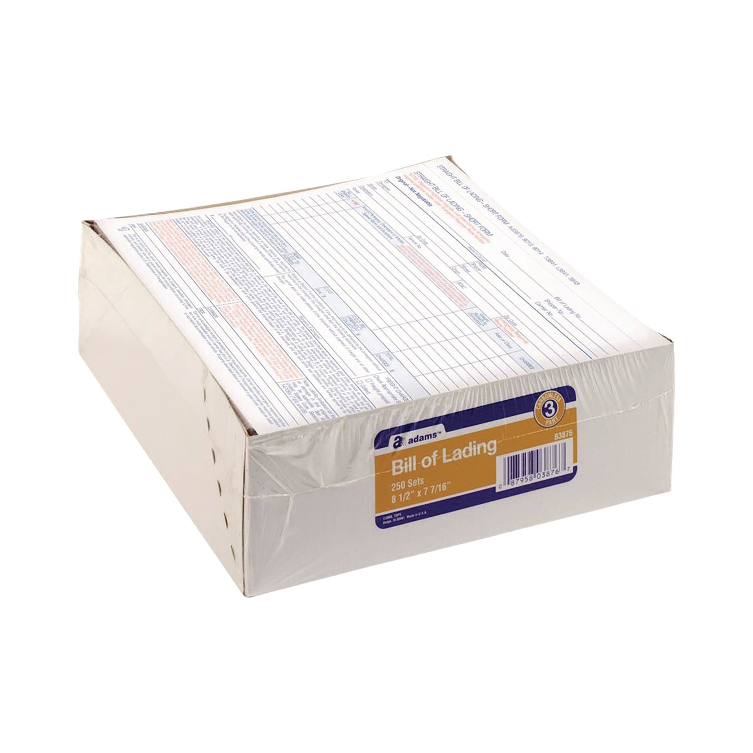 Adams® Short Form Bill of Lading - 3-Part Carbonless (8.5