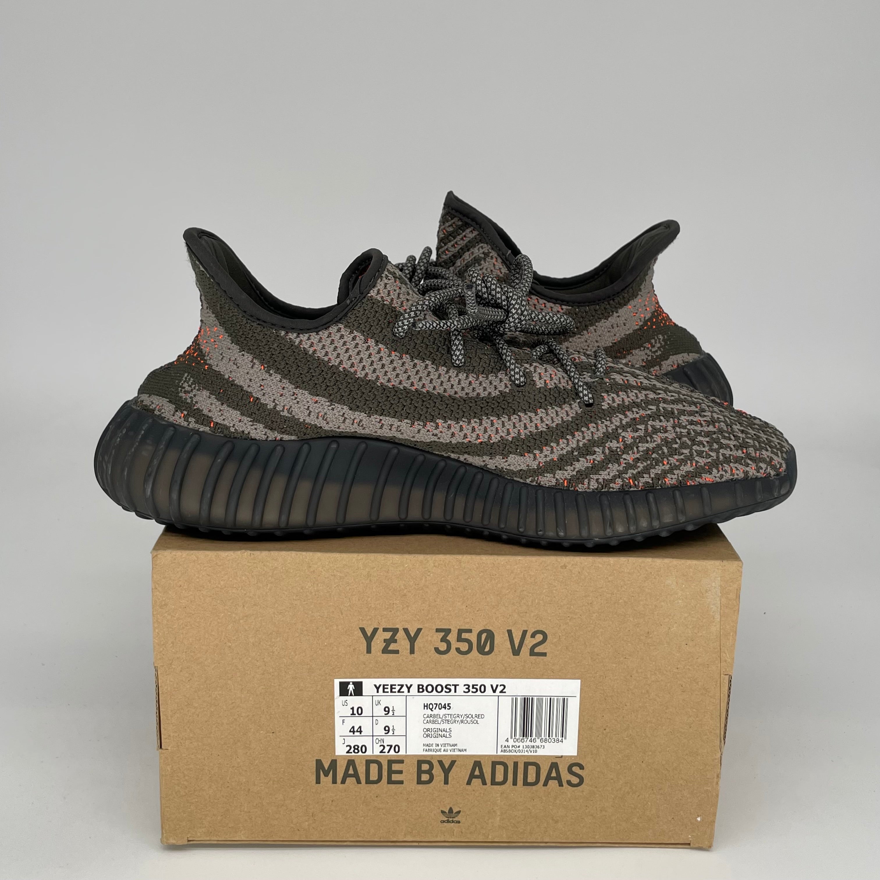 Adidas Yeezy Boost 350 V2 Carbon Beluga Men's Sneakers - Size 10 (HQ7045) | Comfortable Running Shoes for Casual Wear & Street Style