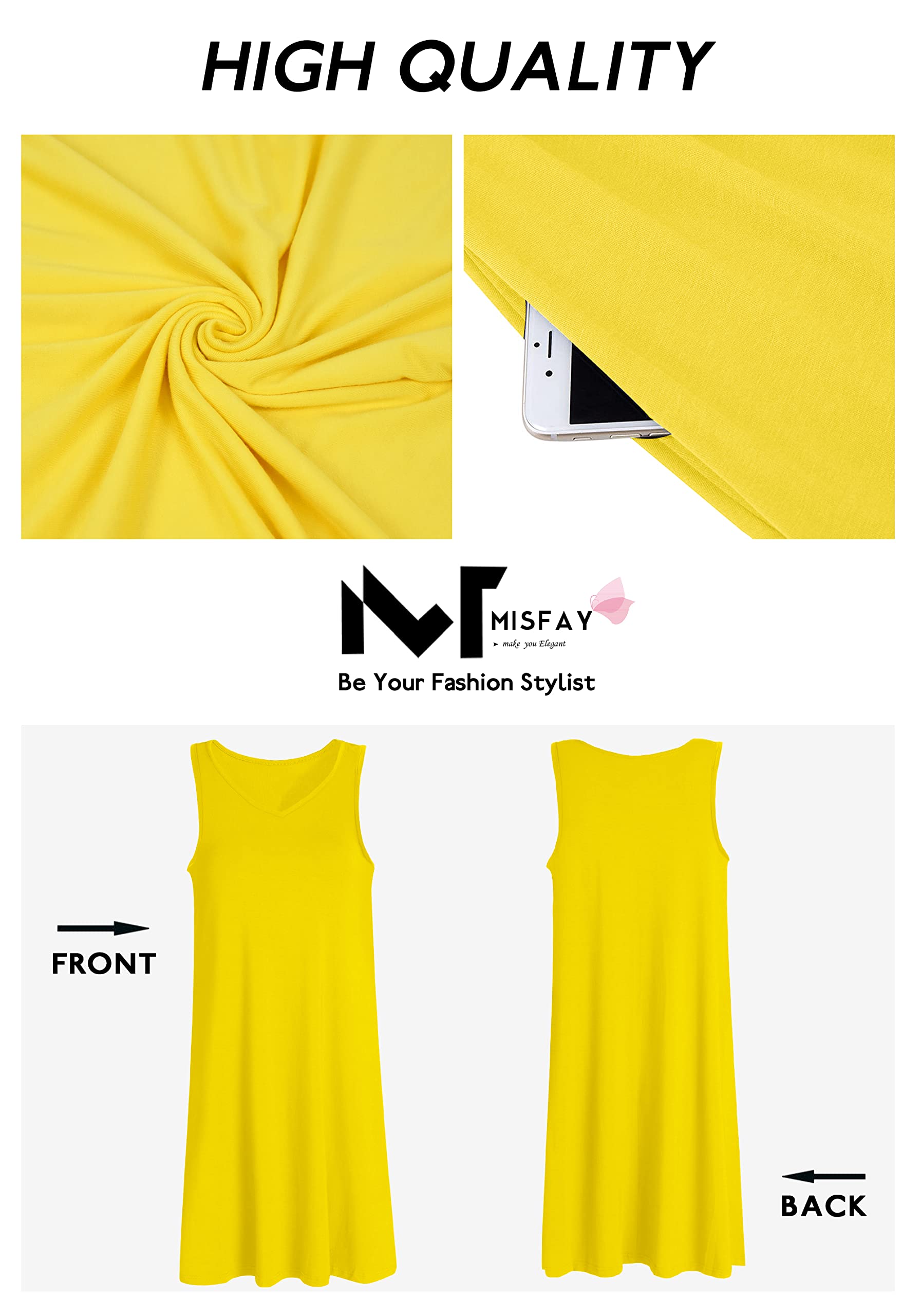 MISFAY Women's Summer Casual T-Shirt Dress - Beach Cover Up, Tank Dress for Vacation, Pool Party & Outdoor Activities