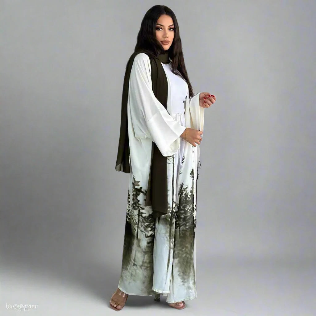 Stylish Tie-Dye Muslim Women's Cardigan Open Abaya Dress - Perfect for Prayer, Modest Fashion & Everyday Wear