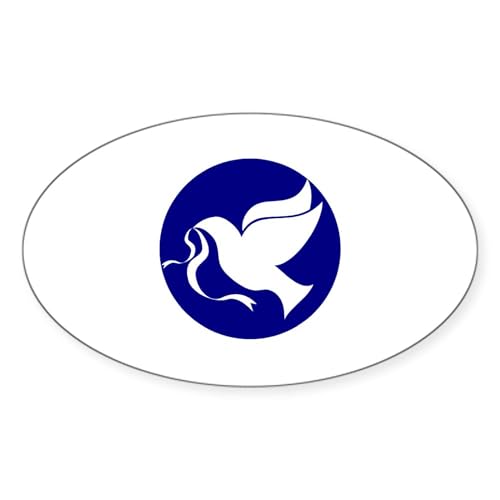 White - Peace Dove Oval Sticker