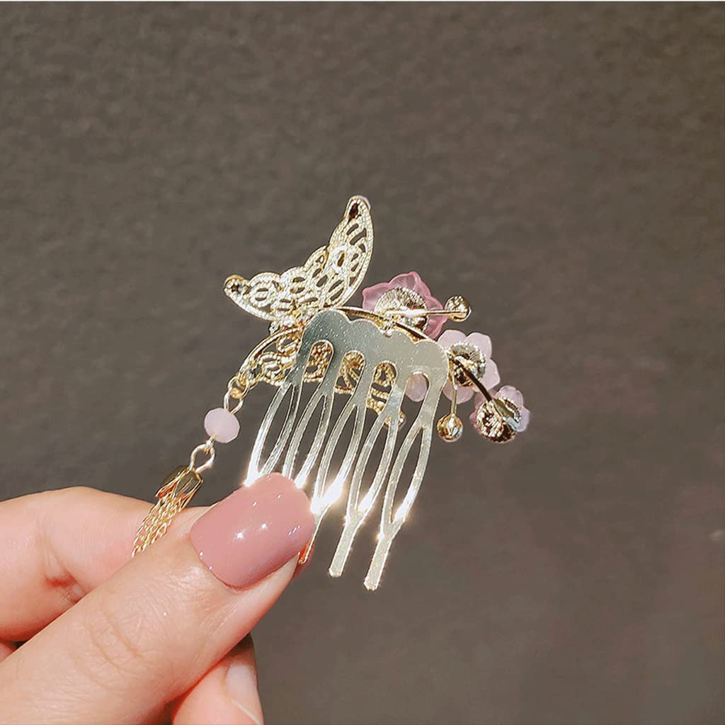 Elegant Butterfly Wedding Hair Comb with Tassel - Bridal Hair Accessories for Side Updos, Vintage Hairstyles & Special Occasions
