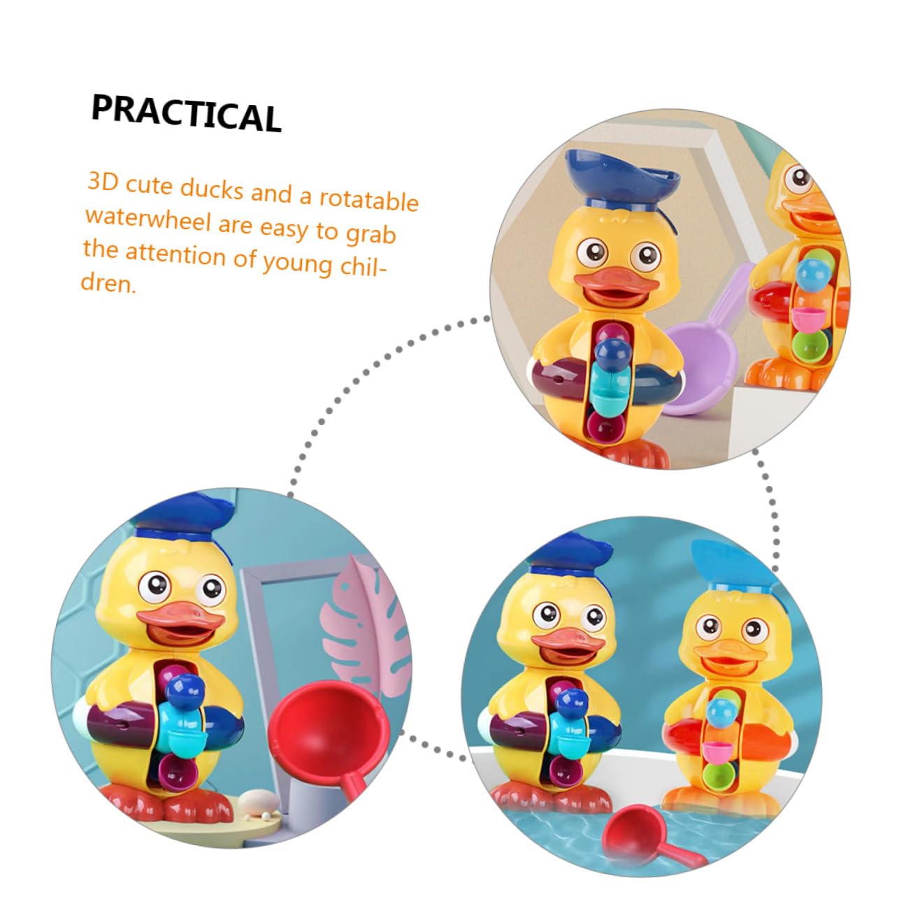HEMOTON 3 Pack Duck Bath Toys for Kids - Cute Animal Bathtub Toys, ABS Plastic Summer Water Play Toys for Toddlers - Perfect for Bath Time Fun and Pool Party Games