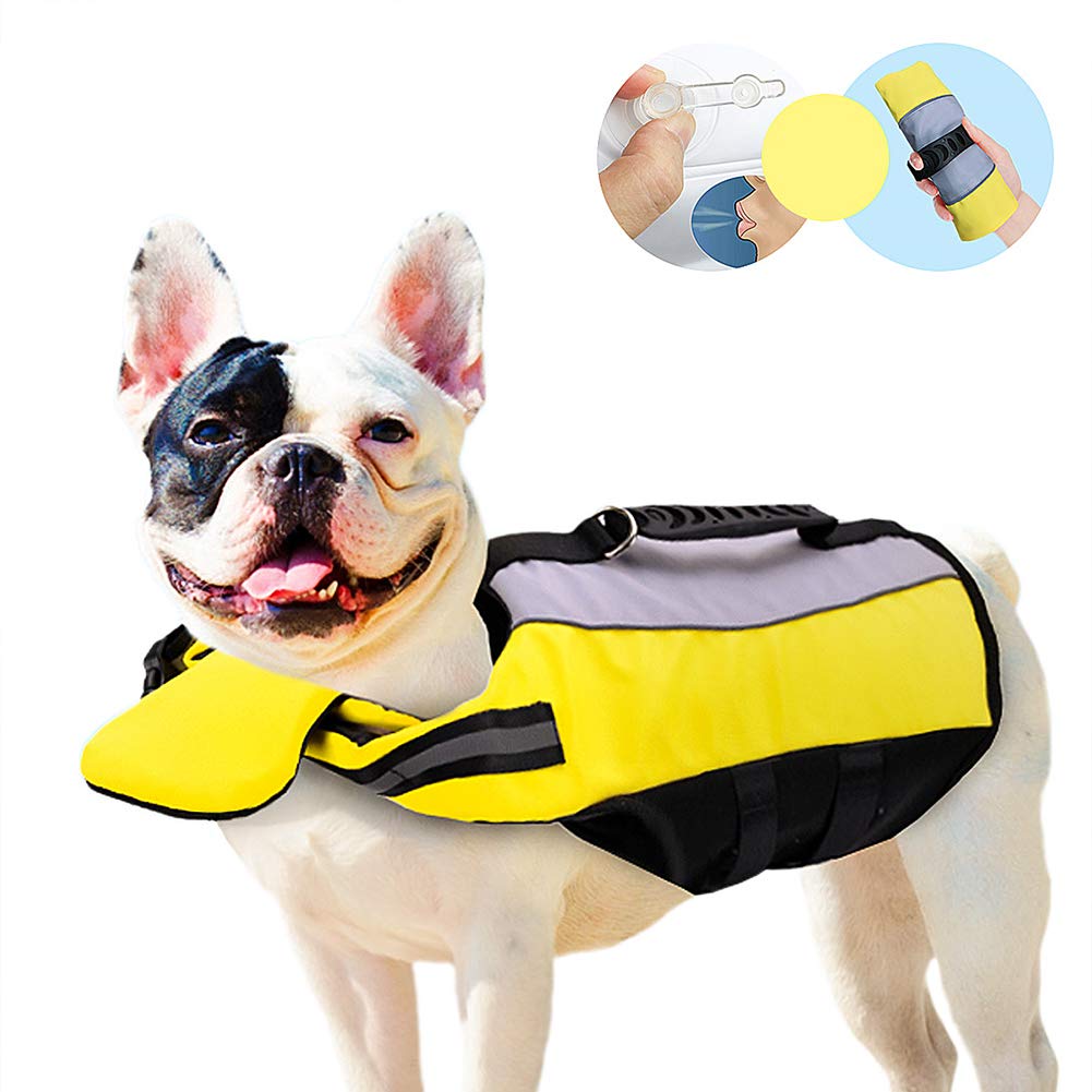 **Dog Life Jacket - Ripstop & Reflective Safety Vest with Rescue Handle, Enhanced Buoyancy for Swimming, Boating, Surfing | Portable & Foldable for Travel & Outdoor Adventures**