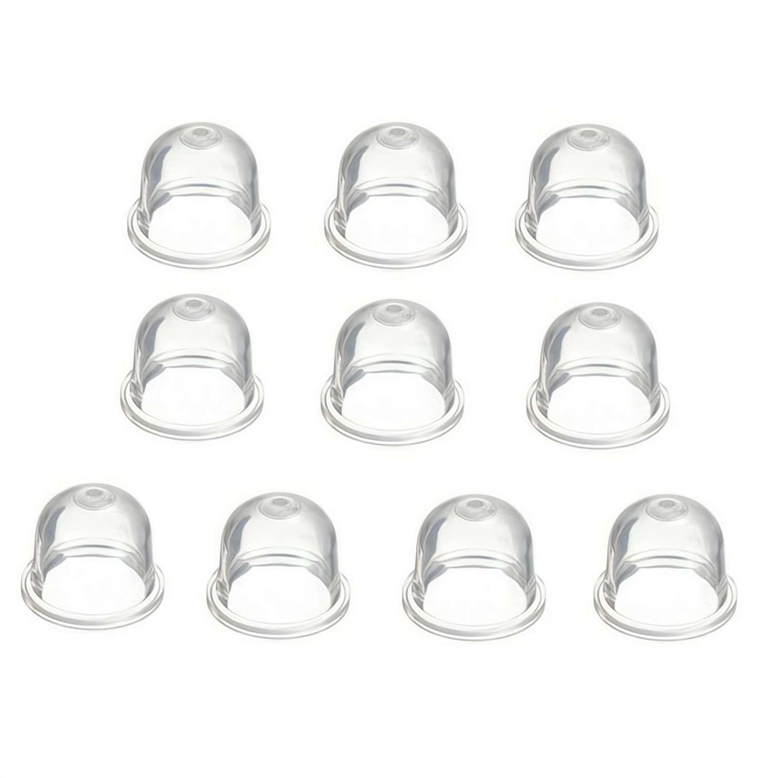 10 Pack Clear Carburetor Oil Bubbles with Rubber Caps - Universal Small Oil Cup Replacement for Lawn Mowers, Gardening Tools & Small Engines - Durable Fuel Pump Oil Reservoir for Carburetor Maintenance & Engine Repair