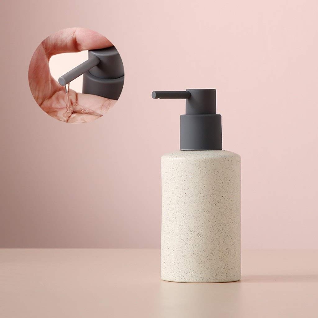 Ceramic Soap Dispenser 240ml - Rustproof Pump, Beige Bathroom Countertop Hand Soap Dispenser for Kitchen & Bathroom Decor | Home Accessories, Lotion Container with Elegant Design