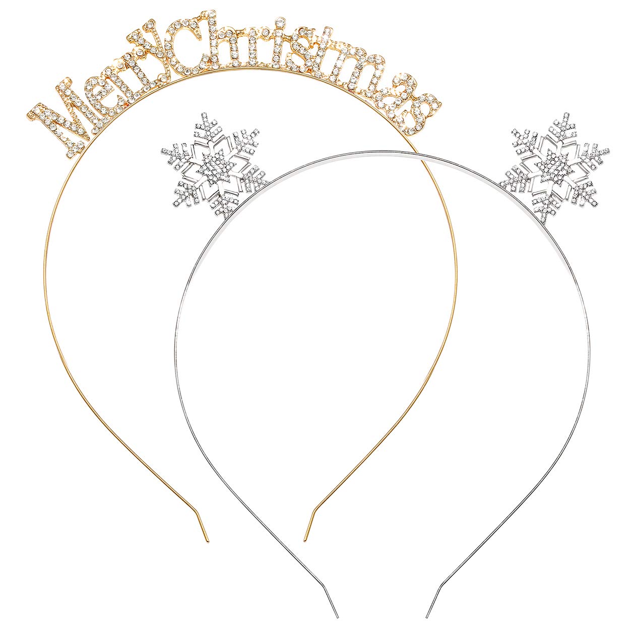 2PCS Christmas Headbands for Women & Girls - Merry Christmas & Snowflake Hair Accessories | Festive Holiday Party, Photo Props, Gifts for Family & Friends