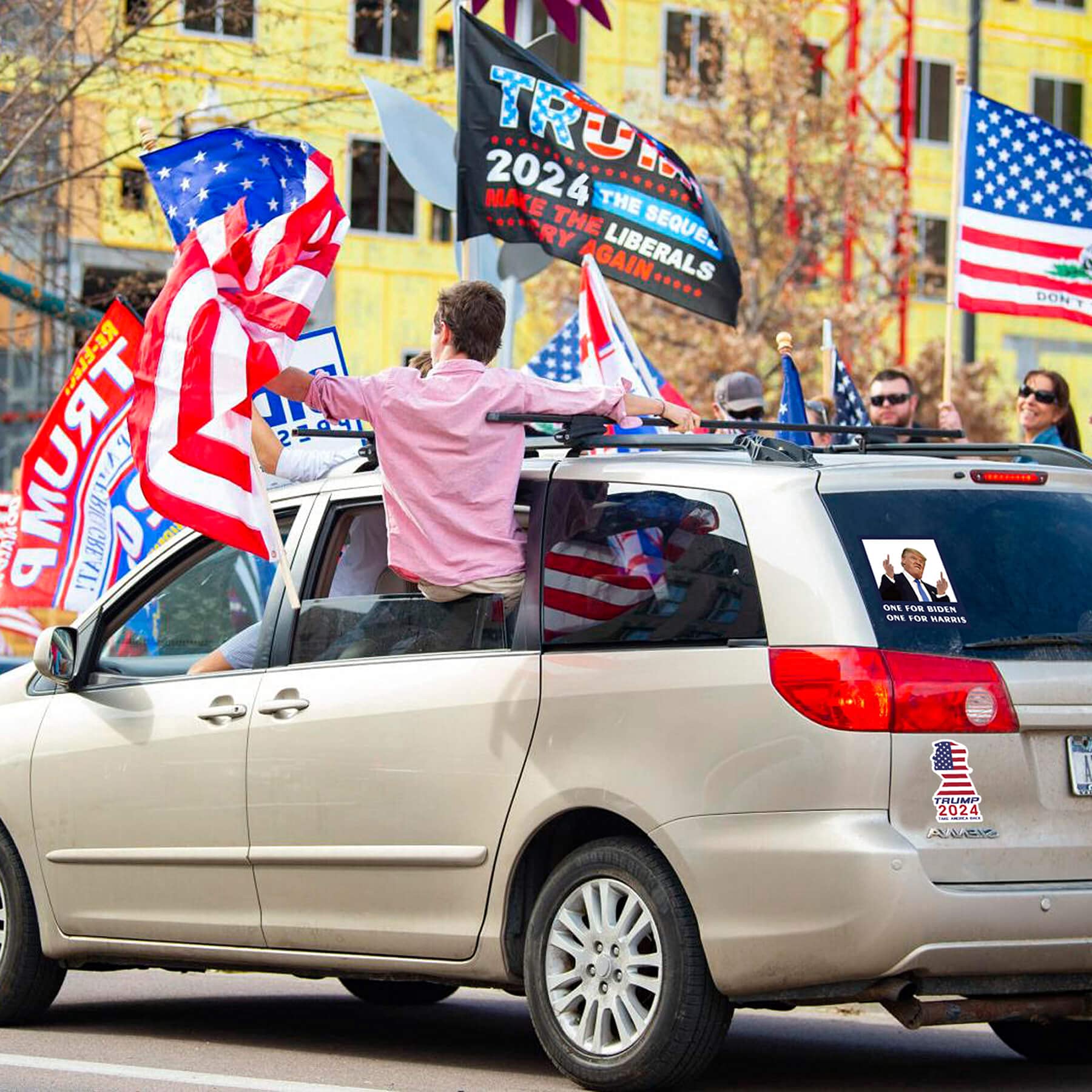 Trump Stickers and Decals (2 Pack) - Funny Trump 2024 Vinyl Bumper Stickers for Cars, Trucks, Windows, Laptops - Patriotic Gift for Trump Supporters - Perfect for Political Rallies, Car Decor & Office Pranks
