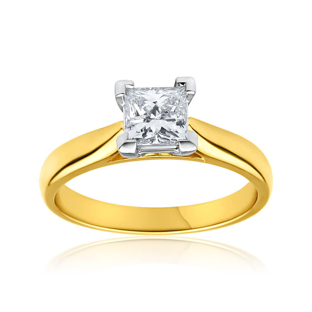 18ct Yellow Gold Solitaire Ring with 0.75 Carat Diamond - Elegant Engagement Wedding Ring for Women - Perfect for Proposals, Anniversaries & Special Occasions