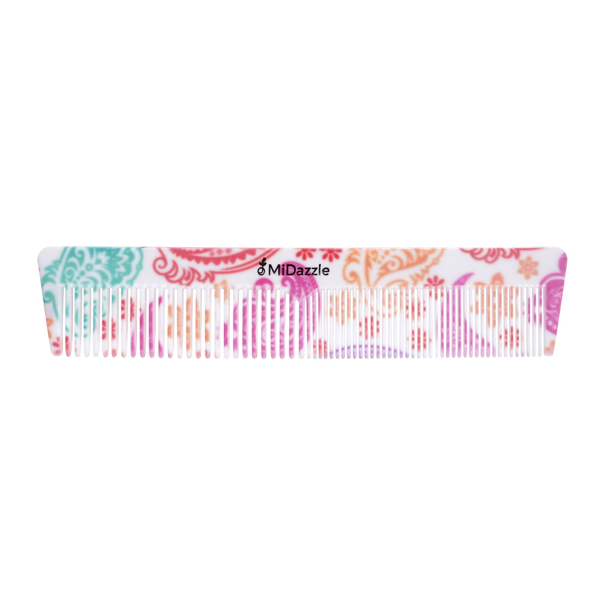 Midazzle 360 Floral Dual Teeth Comb - Medium Hair Styling Brush for Women & Men - Perfect for Detangling, Styling & Volume Boosting (Home, Salon & Travel Use)