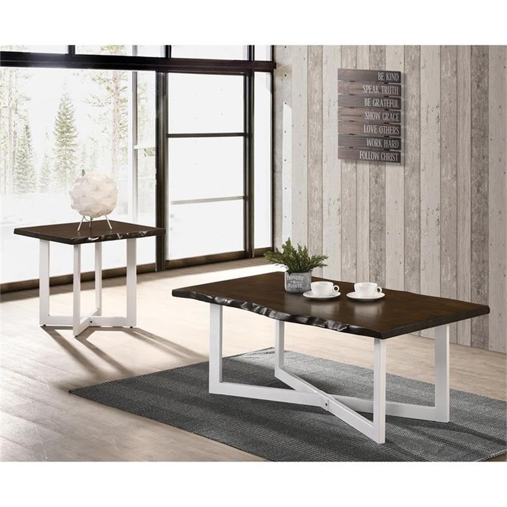 Baletto Contemporary Wood End Table Set of 2 - Oak & White Finish Modern Nightstand for Living Room, Bedroom, or Office - Side Table with Storage Shelf for Books & Decor