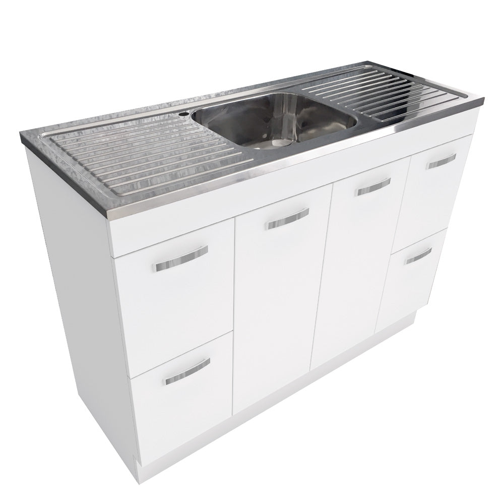 Fienza CIT120NKW Citi 1200mm Modern Bathroom Sink & Vanity Set with Kickboard - Perfect for Small Bathrooms, Powder Rooms, and Guest Baths