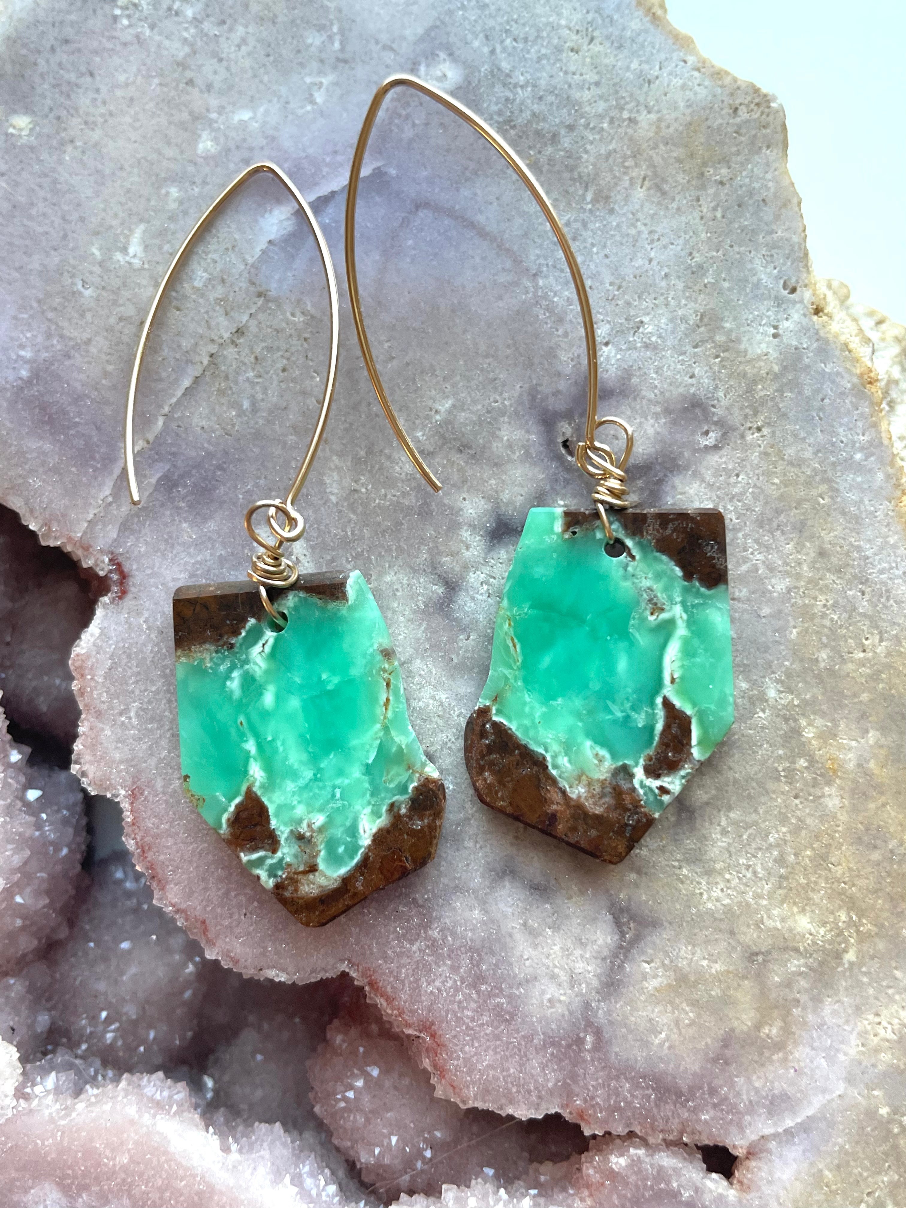 Stunning Chrysoprase Statement Earrings in Gold Fill - Elegant Dangle Earrings for Women, Perfect for Parties, Weddings & Special Occasions