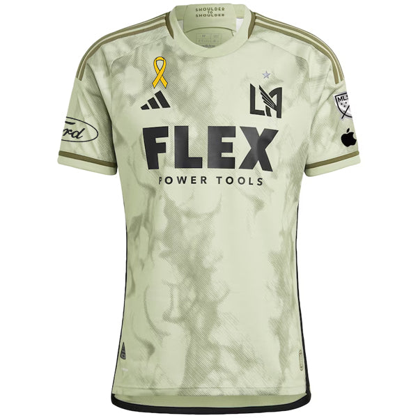 Adidas LAFC Authentic Away Jersey 2023-2024 with MLS, Apple, Ford & Childhood Cancer Awareness Patch - Green Soccer Shirt for Fans, Players & Collectors - Perfect for Match Day, Training & Casual Wear