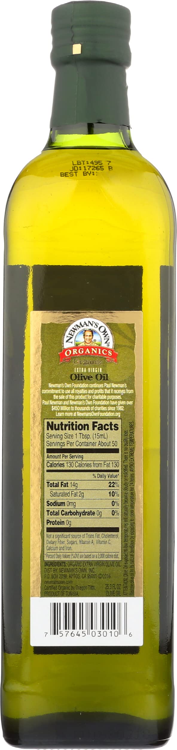 Newman's Own Organic Extra Virgin Olive Oil - 6 Pack (25 oz Each) | Cold-Pressed, Unrefined, Non-GMO | Perfect for Cooking, Salad Dressing & Healthy Recipes