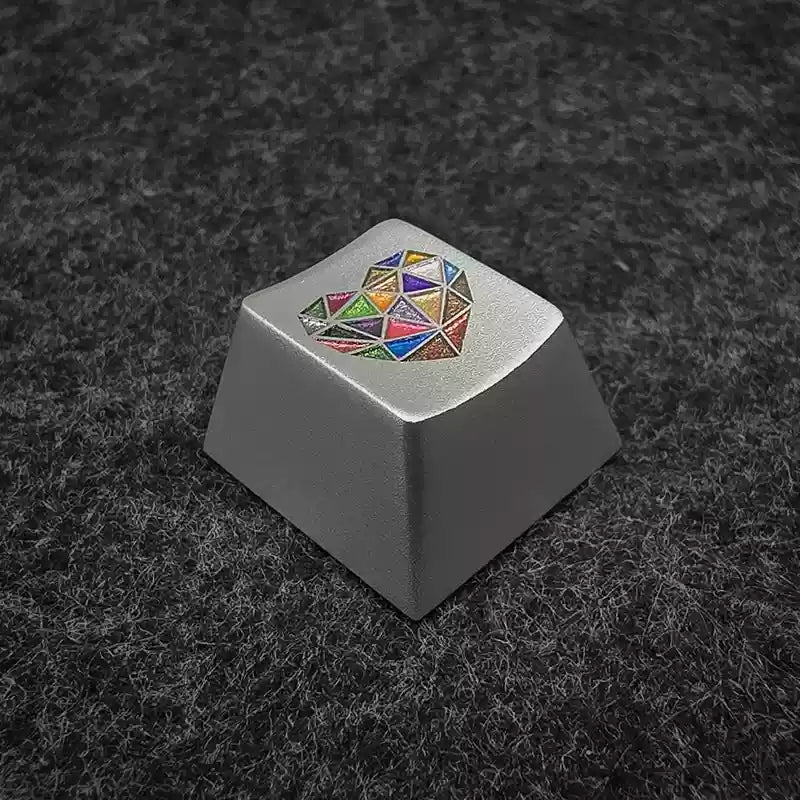 Vibrant Heart-Shaped Anodized Aluminum Alloy Keycaps - OEM R4 Height for Mechanical Keyboards - Perfect for ESC Key Customization & Gaming Setup Accessories