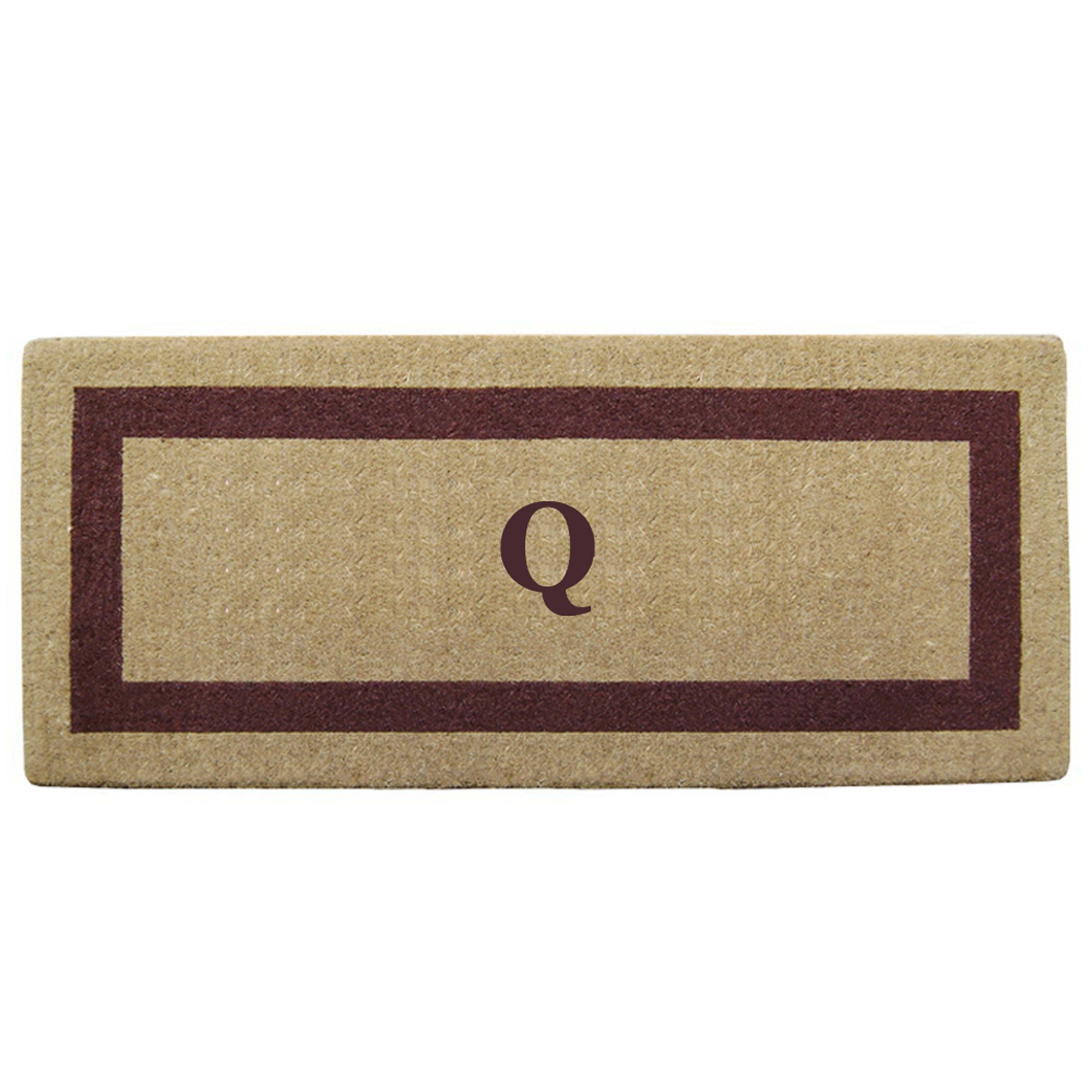 Personalized Monogram Q Coir Doormat - Heavy Duty Natural Coco Fiber Welcome Mat with Single Picture Frame Design | Durable Handcrafted Outdoor Rug | Eco-Friendly Brown 24x57 Inch | Perfect for Entryway, Porch, Patio & Front Door Decor | Nedia Home O2074Q