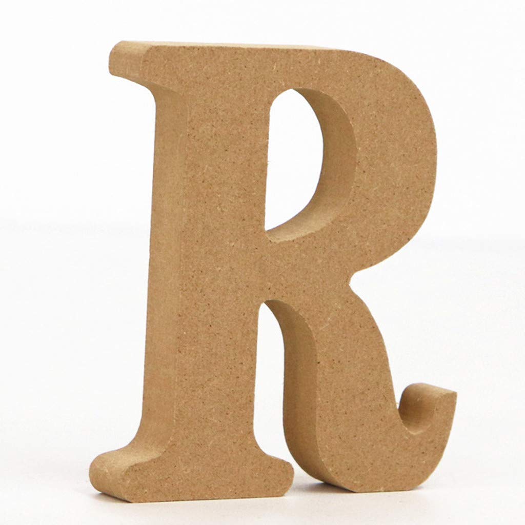 Wooden Alphabet Letters for Wedding, Birthday & Christmas Decor - Rustic Home Party Decorations - Tree & Wall Decor - Cute Monogram Initial (Letter R, One Size) - Perfect for DIY Crafts, Nursery Room & Photo Backdrops