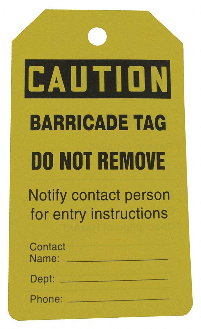 Accuform 10 mil PF Cardstock Barricade Caution Tags - 5-3/4