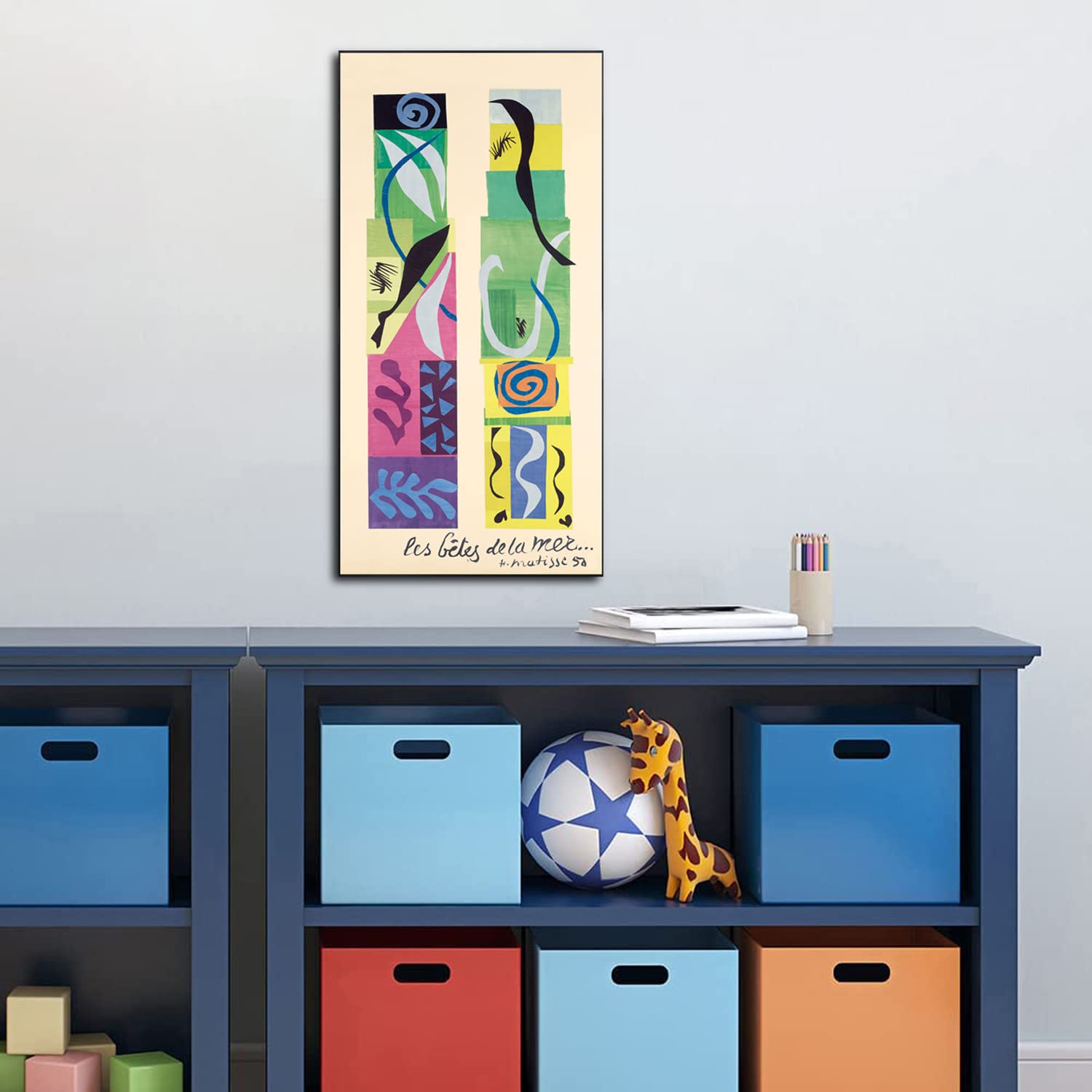 Henri Matisse 'Beasts of The Sea' Framed Canvas Art - Modern Wall Decor for Living Room, Bedroom & Office - Ready to Hang Painting for Home Decoration