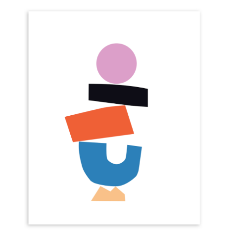 Balancing Act Art Print - Modern Abstract Wall Decor for Home & Office | Perfect for Living Room, Bedroom, or Workspace