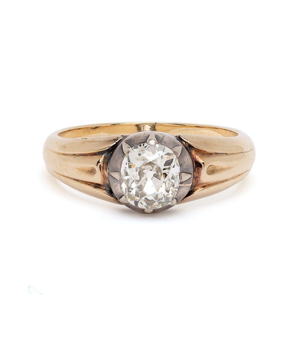 Antique Diamond Victorian Wide Band Vintage Engagement Ring - 14K Gold Wedding Band for Women, Handcrafted Vintage Style Jewelry - Perfect for Proposals, Anniversaries & Special Occasions