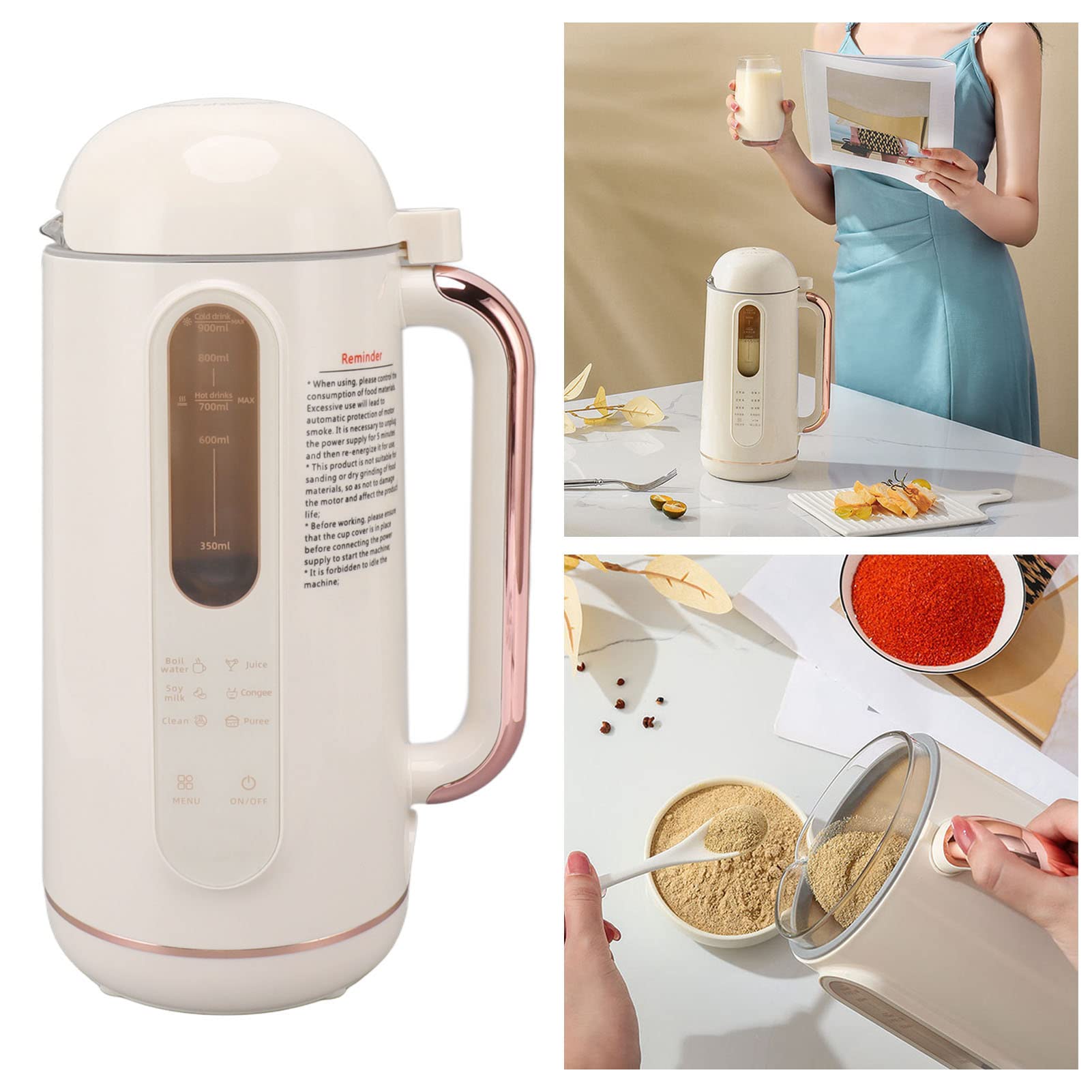 Automatic Soy Milk Maker & Nut Milk Blender - High Speed Creamy White Multifunctional Machine for Home & Restaurant (110V US Plug) - Perfect for Making Fresh Soy Milk, Almond Milk & Healthy Nut Beverages