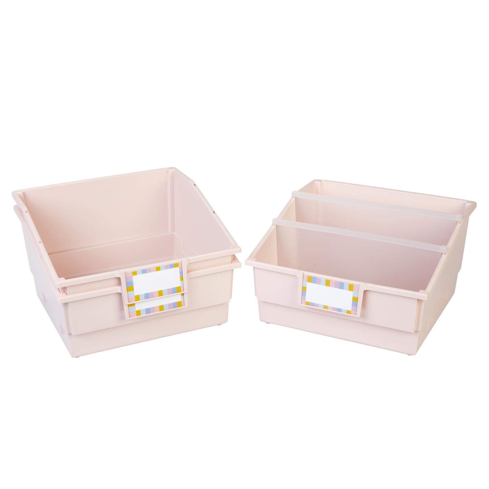 Really Good Stuff Picture Book Classroom Library Bins with Dividers - 6 Pack - Sand | Durable Book Storage for Kids | Perfect for Classroom Organization, Homeschooling & Daycare Centers