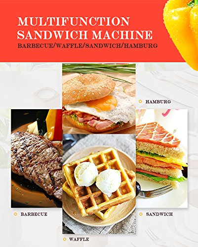 ZZ Breakfast Sandwich Maker with Detachable Non-Stick Plates - Perfect for Quick & Easy Breakfast, Lunch or Snacks at Home, Office or Dorm (Model S6141A-B)