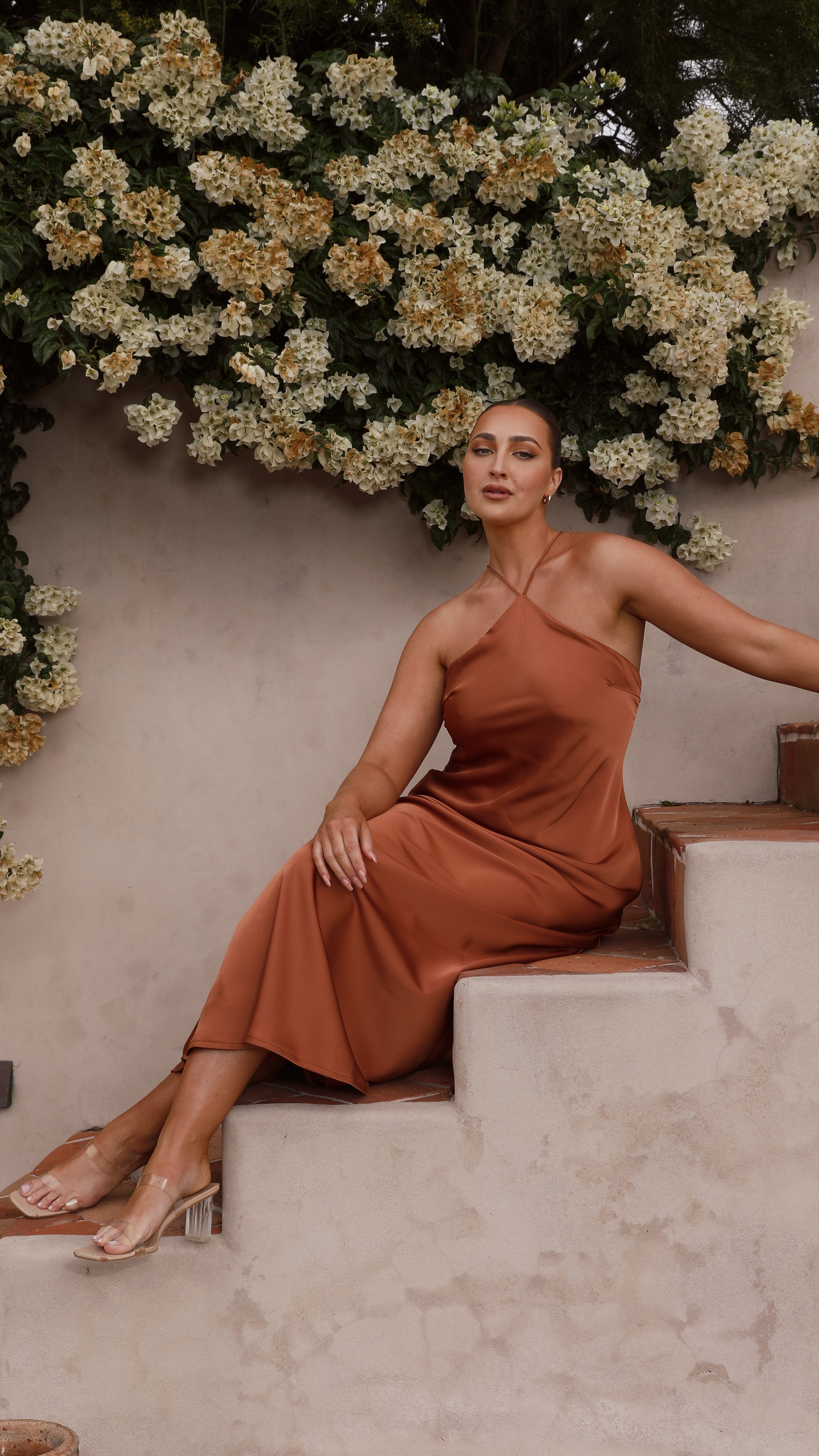 Chiara Maxi Dress in Copper - Elegant Long Flowy Dress for Women, Perfect for Weddings, Parties & Summer Outfits