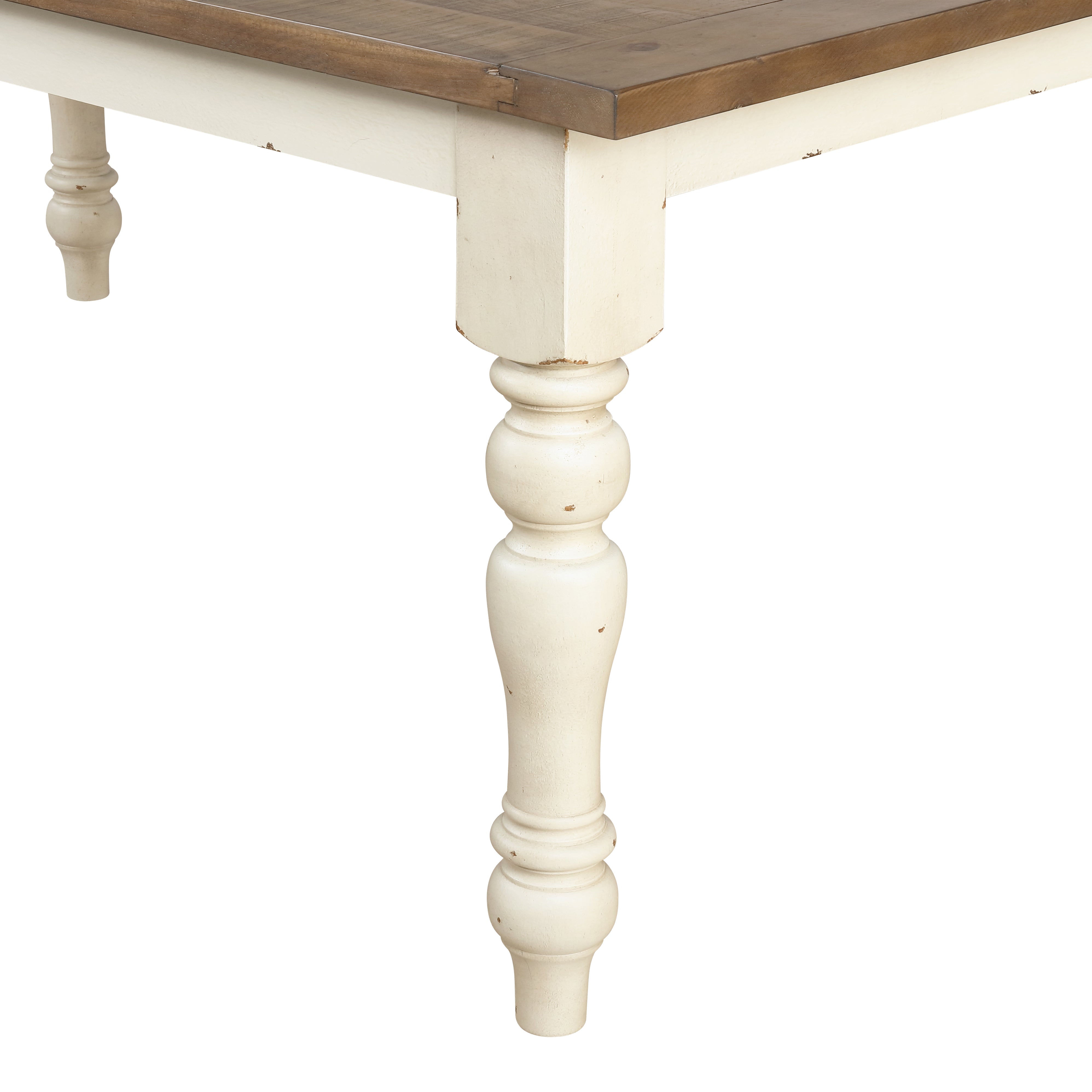 Roundhill Furniture Prato Two-Tone Wood Dining Bench - Antique White & Distressed Oak Finish - Perfect for Kitchen, Dining Room, and Farmhouse Style Decor