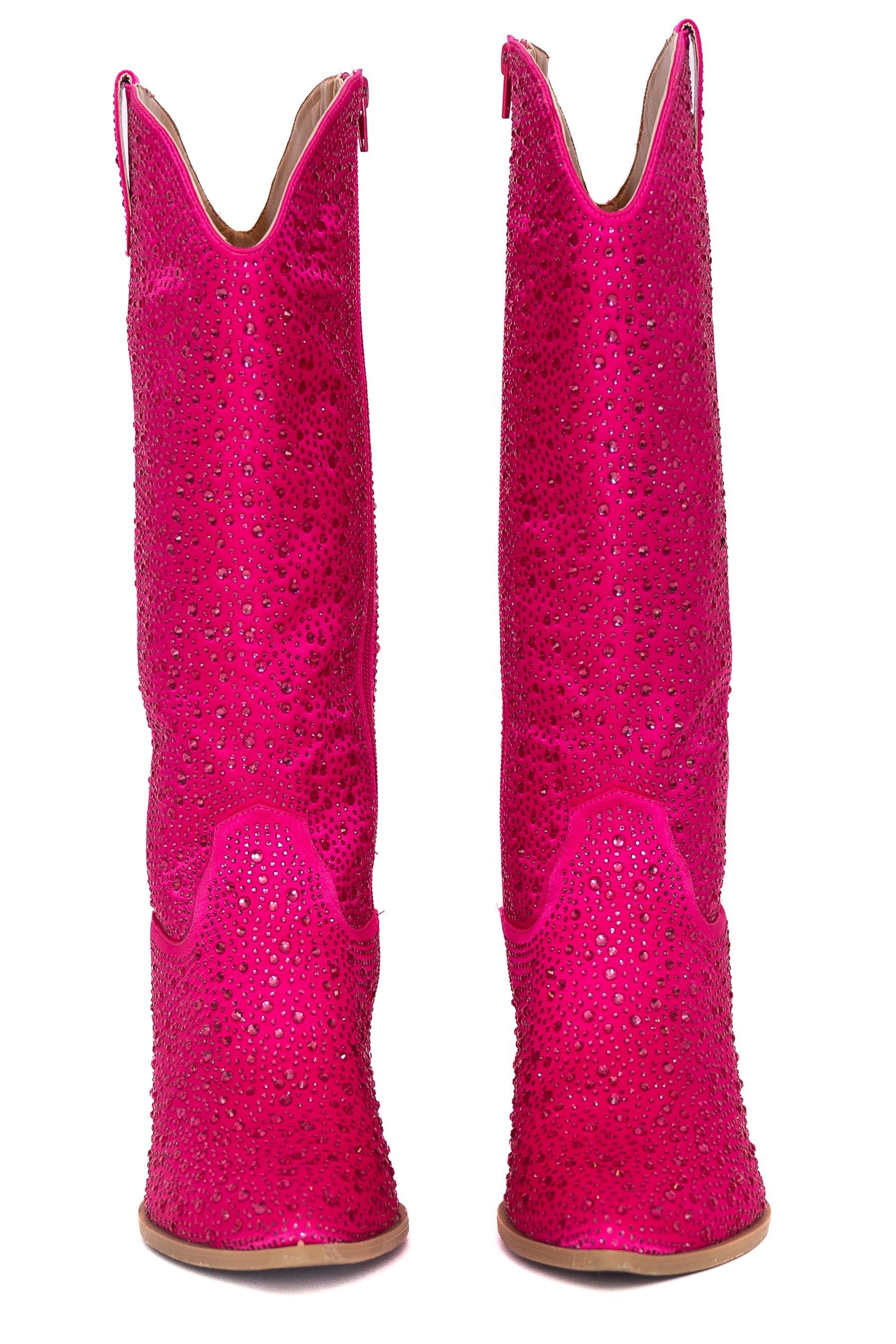 June Fuchsia Rhinestone Boots for Women - Sparkling Evening & Party Shoes - Comfortable Heels for Weddings, Prom & Special Occasions - Final Sale