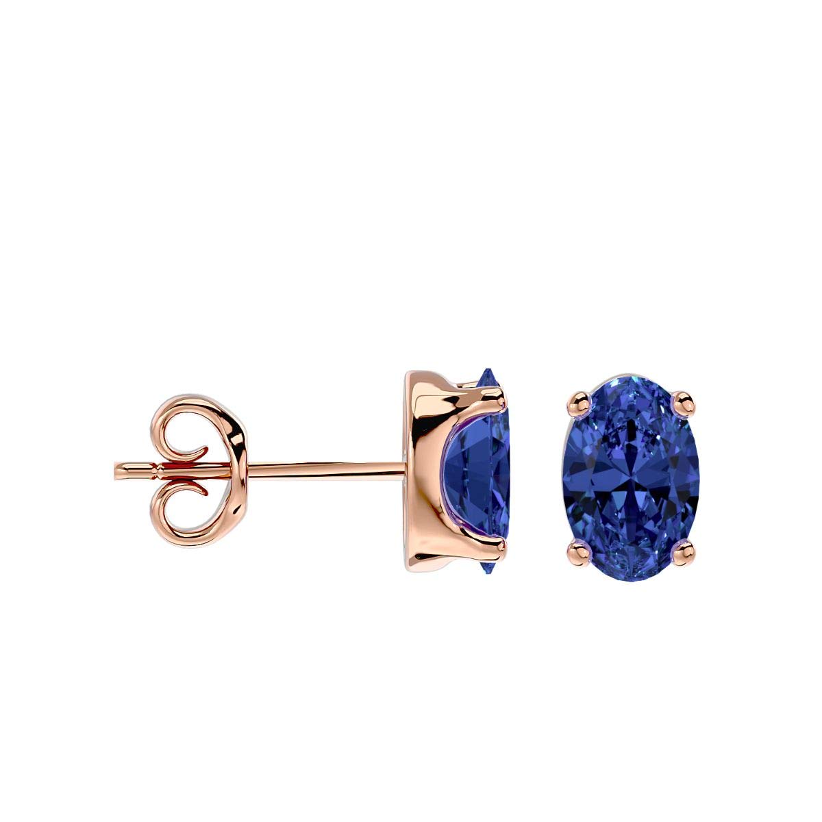 2/3 Carat Oval Stud Earrings for Women - 14k Gold Gemstone Push Back Earrings | Elegant Birthstone Jewelry by VVS Gems | Perfect for Gifts, Anniversaries & Special Occasions