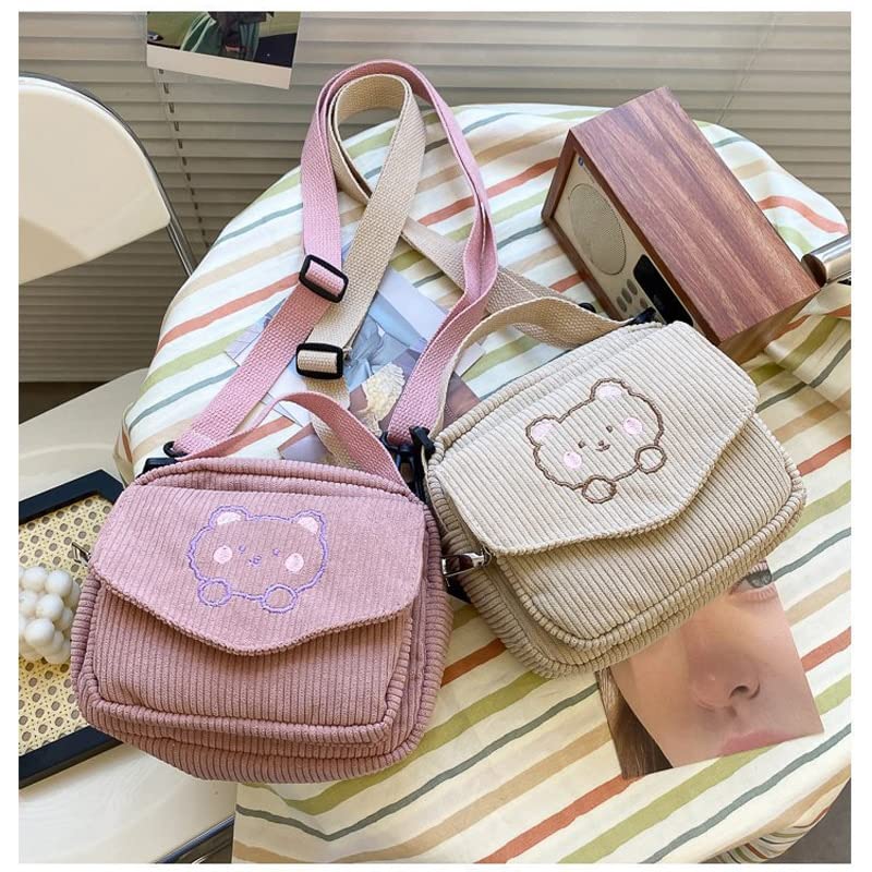 GGOOB Kawaii Crossbody Bag with Wallet - Stylish Corduroy Purse for Women | Perfect for Everyday Use, Travel & Shopping