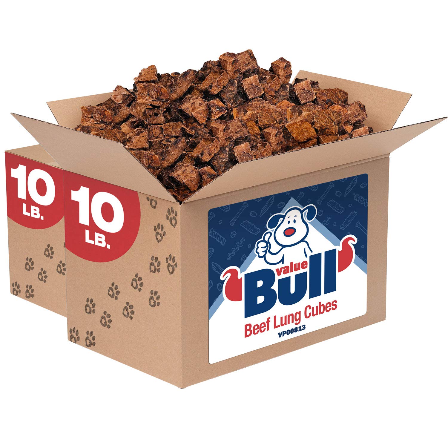 Premium Angus Beef Lung Cubes for Dogs - 20lb Bulk Pack, Single Ingredient Grass-Fed Dog Treats - Perfect for Training, Chewing & Dental Health